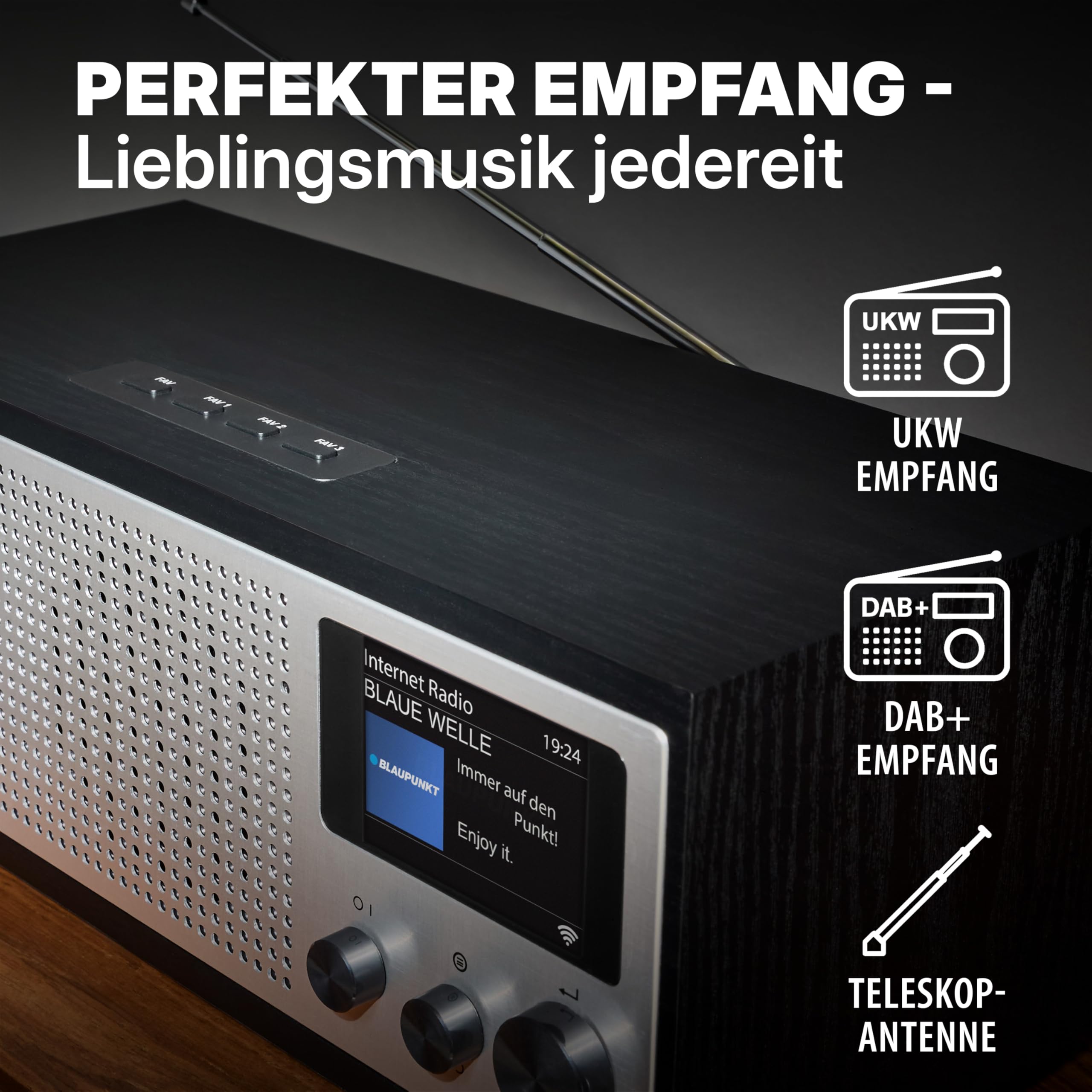 Blaupunkt Napoli 400 Internetradio, DAB+ Radio WLAN, Stereo Radio Retro Design, WiFi/WLAN mit Bluetooth & LC-Farbdisplay, Internetradio Stereo für Küche Wohnzimmer