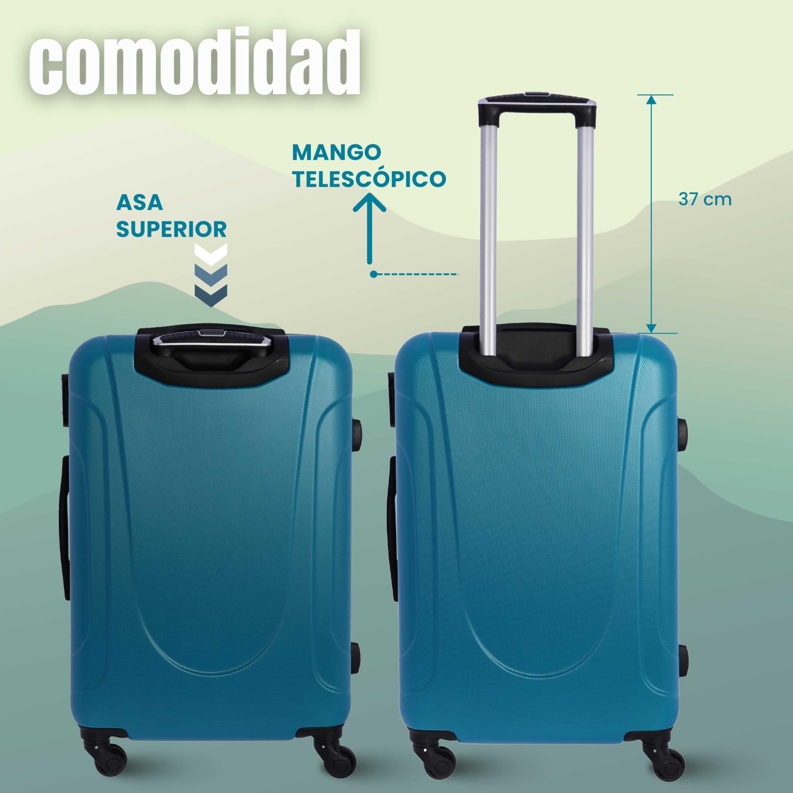 Coronel Tapioca Maleta Mediana 23 kg | Maleta de Viaje Rígida con 4 Ruedas Dobles 360º, Candado Numérico y Asa Telescópica | Equipaje Resistente al Agua para Viajes en Avión — view 5