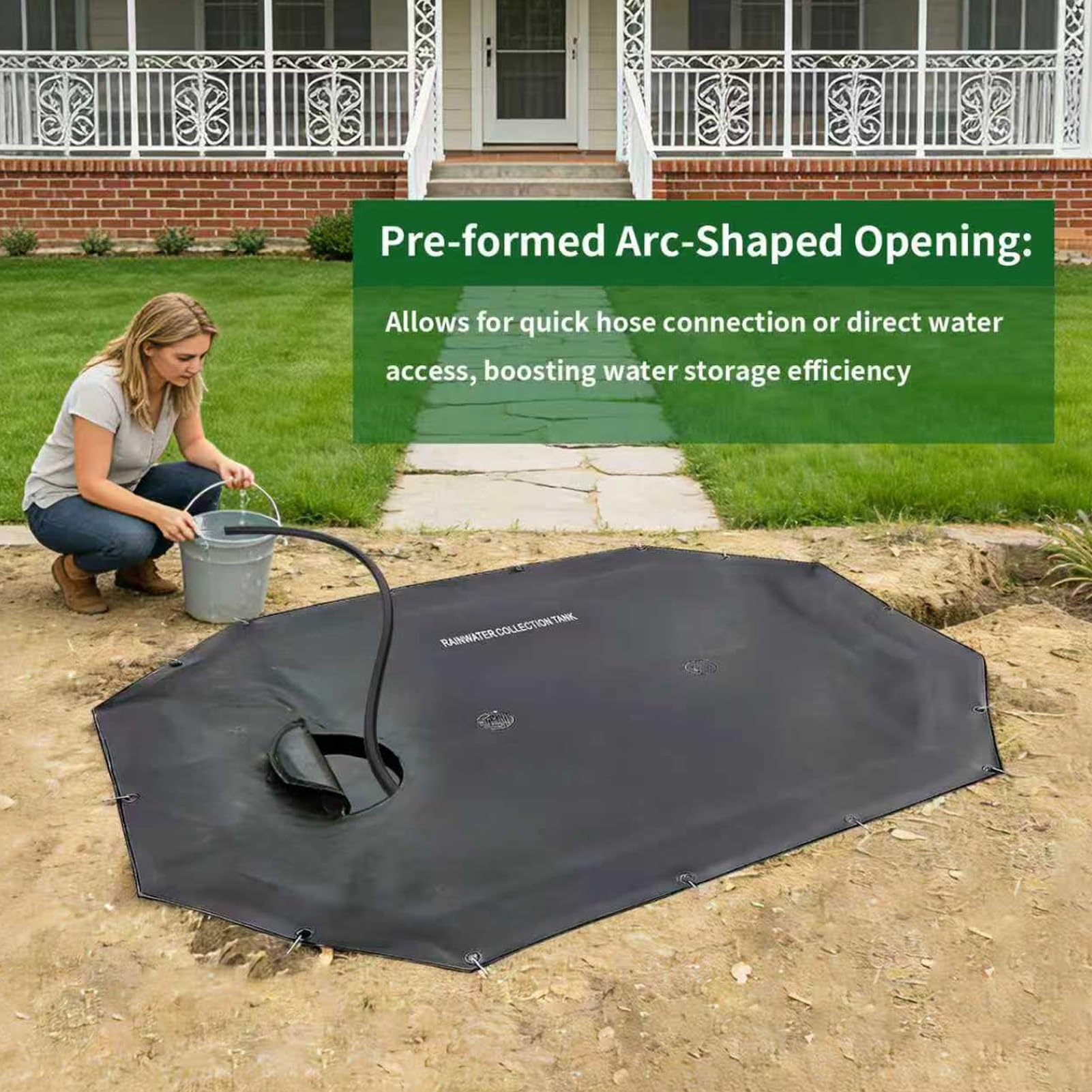 Colector de Agua de Lluvia Tanque de Almacenamiento de Agua de Jardín de PVC de Recolección de Lluvia Integrado de 500 L con Filtro Superior Depósito de Grande para Riego