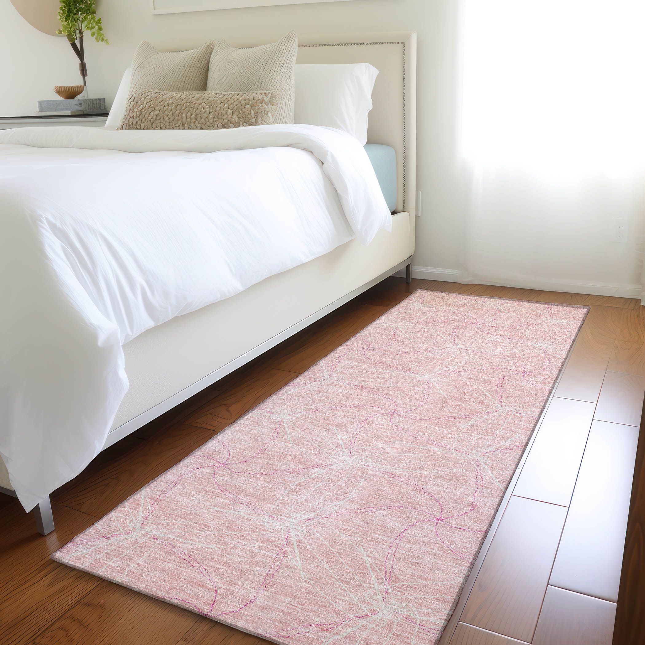 Addison Rugs Mayfield AMF968 Pink 2'3" x 7'6" Indoor Premium Machine Washable Runner Rug, Silky Soft, Easy Clean, Non Shedding, Bedroom, Living Room,