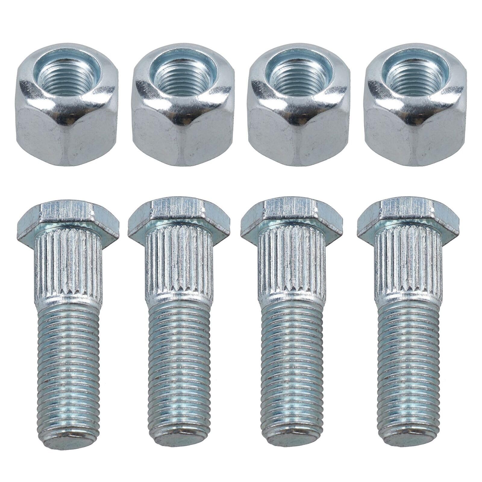 Pack of 4 3/8 UNF Wheel Studs and Nuts for 4 PCD Trailer Suspension Hubs - Steel, Gold Zinc Plated