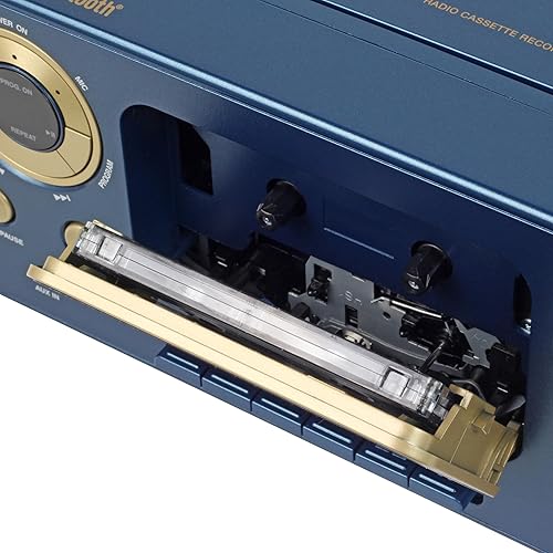 Miniatura 3 de Reproductor de CD estéreo portátil con Bluetooth, radio estéreo AMFM y reproductor de cassettegrabadora (azul)