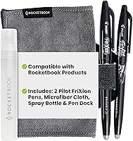 Vista 1 de Kit de accesorios Rocketbook – Juego completo con 2 bolígrafos FriXion Gel, botella de spray, paño de microfibra y base para bolígrafo – Compatible