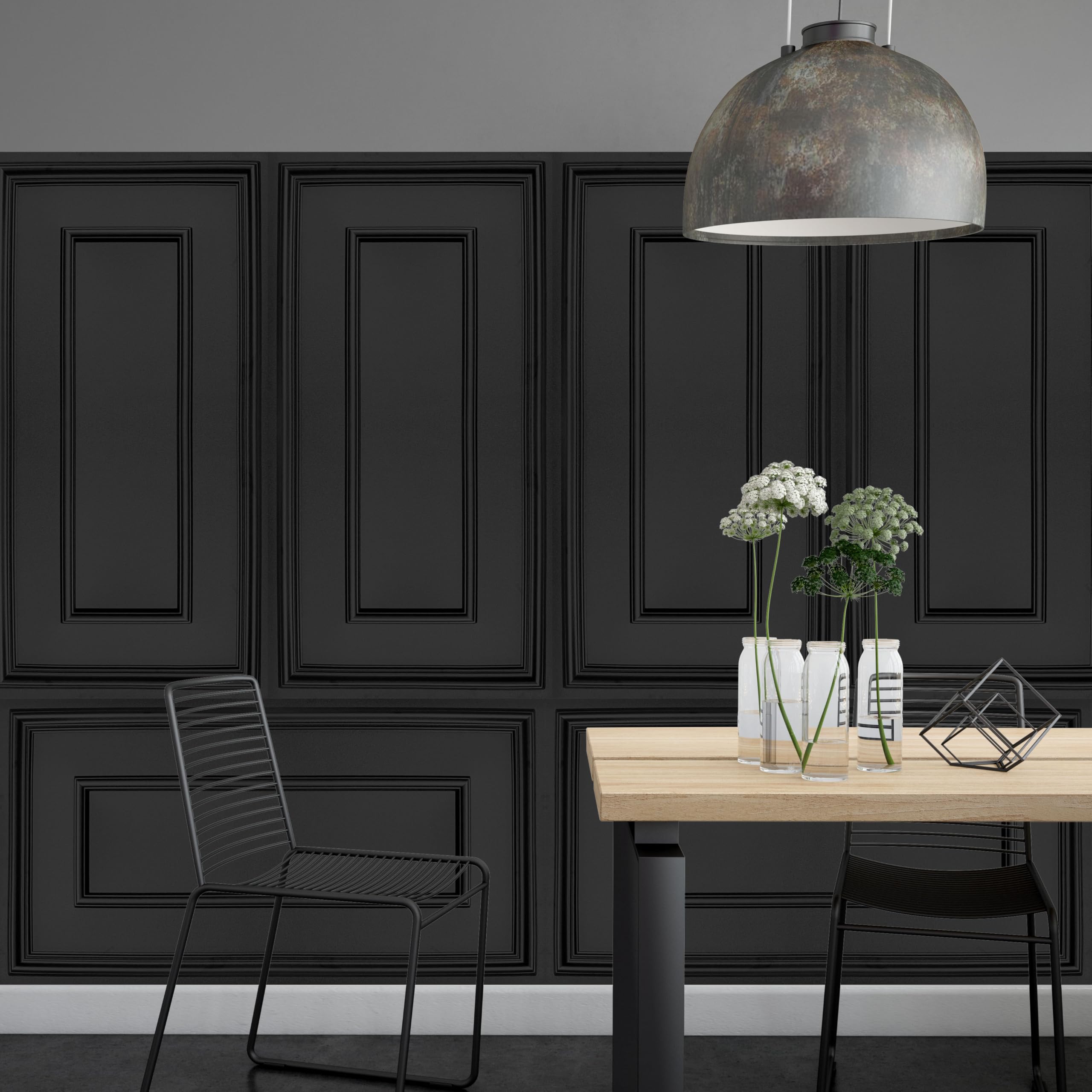 Pannelli Decorativi 3D DECCART Per Pareti - Boiserie In Polistirolo, 100x50 Cm, Nero, Facile Montaggio - Foto 4