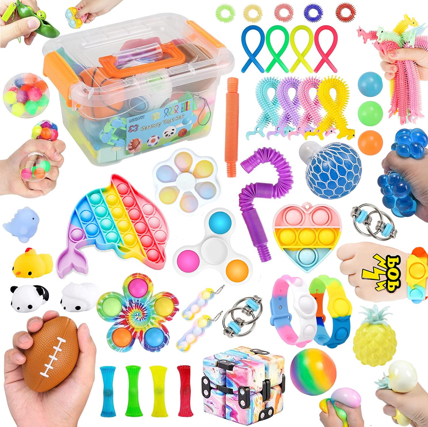 45 PCS Fidget Toys Set Cheap,Fidget Toy Pack,Figetget toys set Pack, Stress&Anxiety Relief Tools Bundle Fidget Toys Set,Classroom, Party Favors, Goodie Bags Fillers, Birthday Day Gifts and Prize