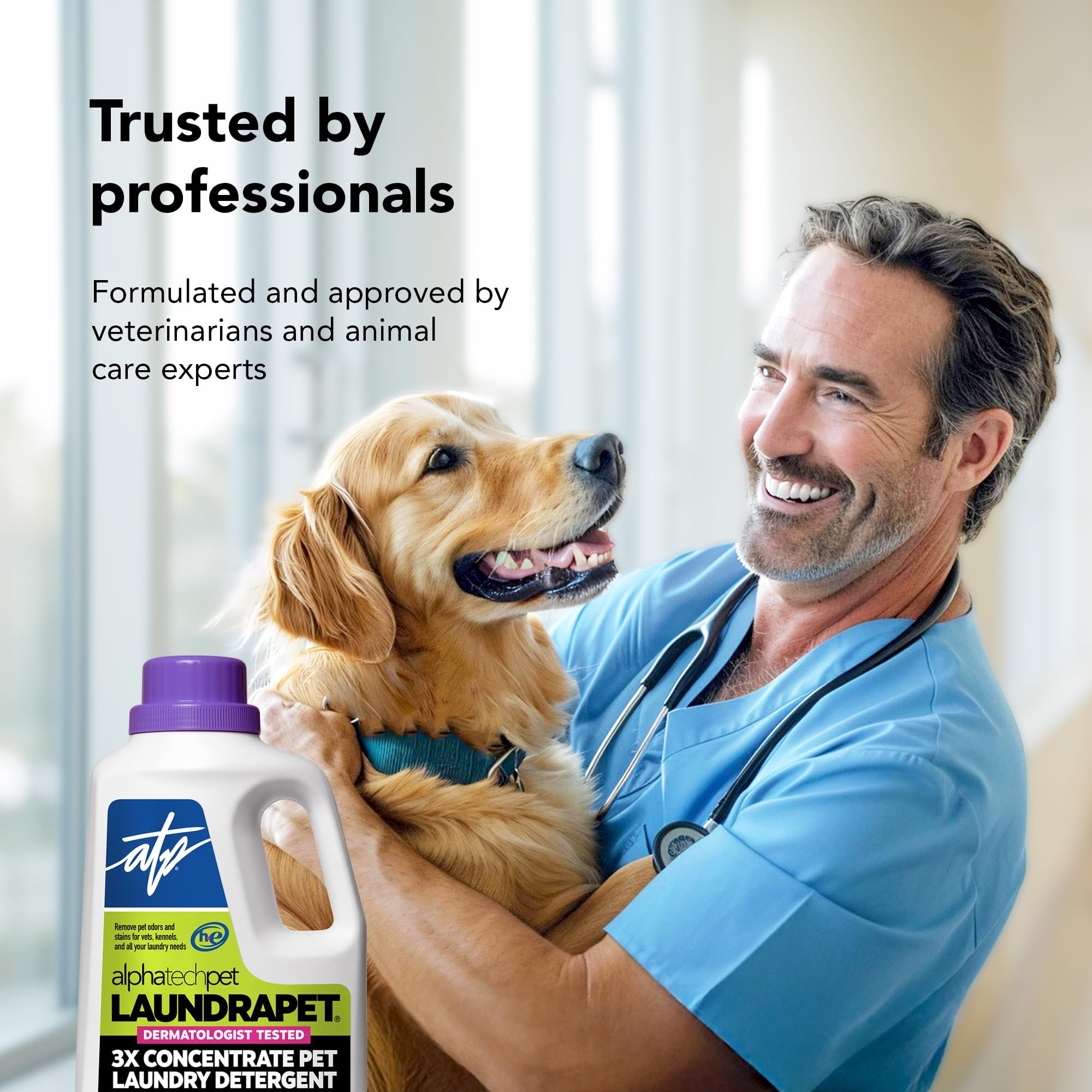 LaundraPet Detergente de lavandería Premium | Elimina olores y manchas animales | Ideal para el hogar, clínica o perrera | Detergente económico para mascotas | 64 oz