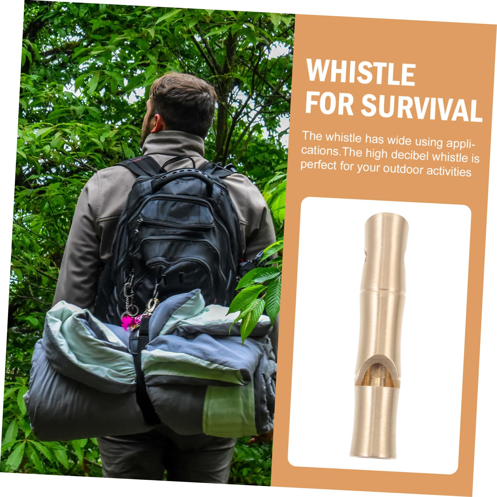 GRIRIW 1Pc Brass Emergency Whistle for Survival High Whistle Durable First Aid Sports Whistle for Camping Hiking and