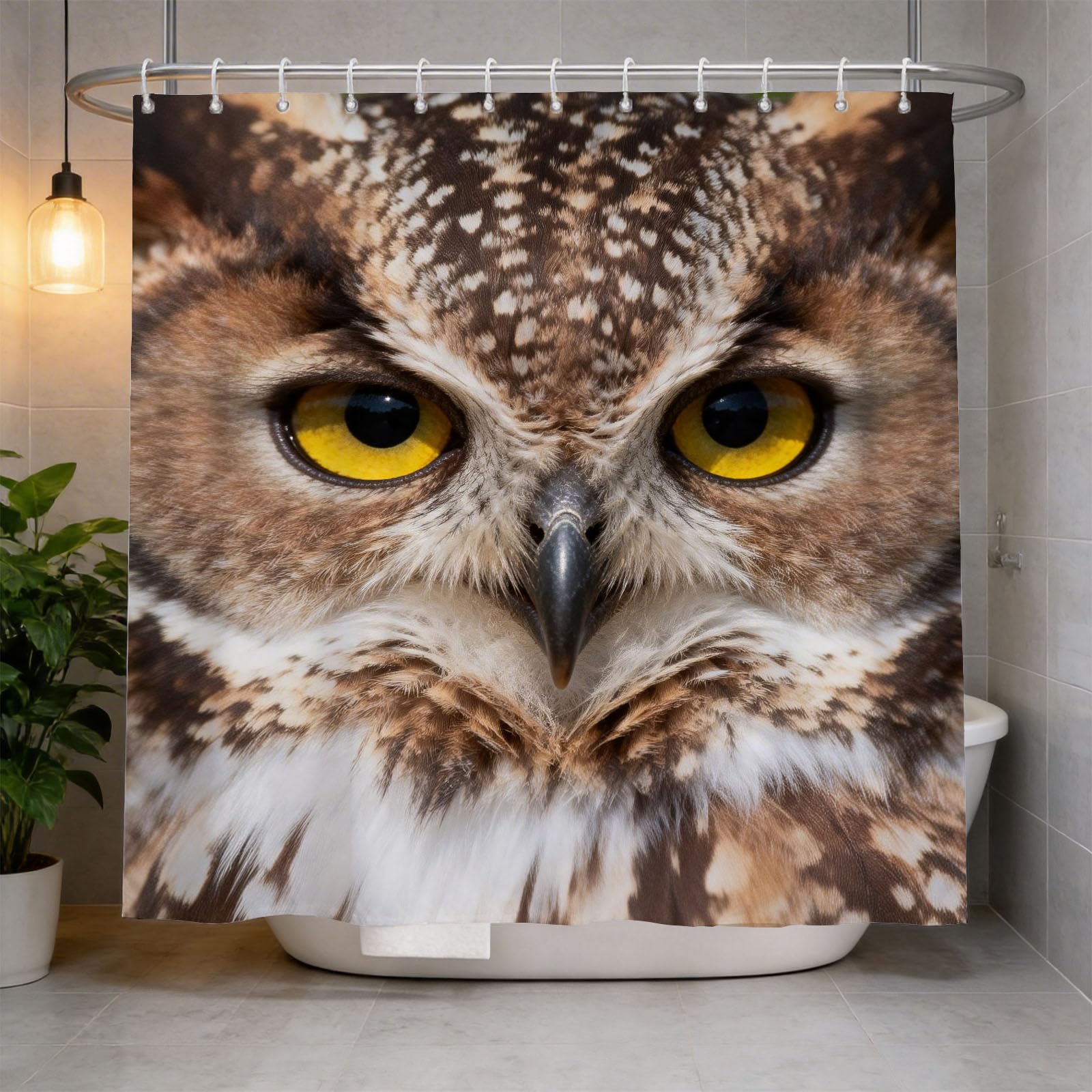 Hongduo 3D Owl Shower Curtain for Stalls Bathtubs Wild Animals Bathroom Decor Shower Curtain Set Polyester Fabric Waterproof 200x200cm/79X79 Inch with Hooks