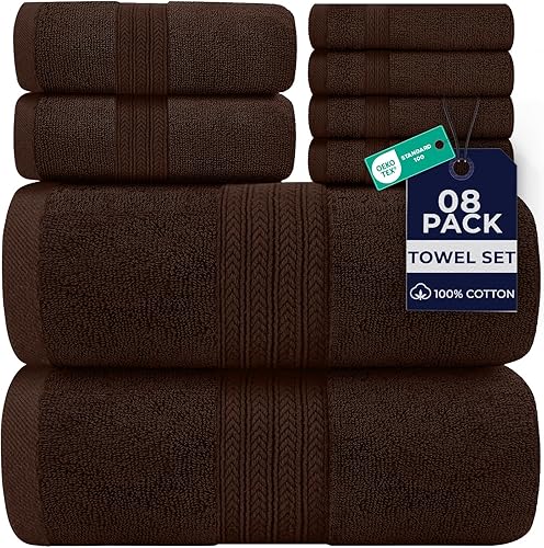 Vista 70 de DAN RIVER Juego de 4 toallas de baño, 27 x 54 pulgadas, 100% algodón, más grandes y ligeras, de secado rápido, súper suaves y absorbentes, toallas