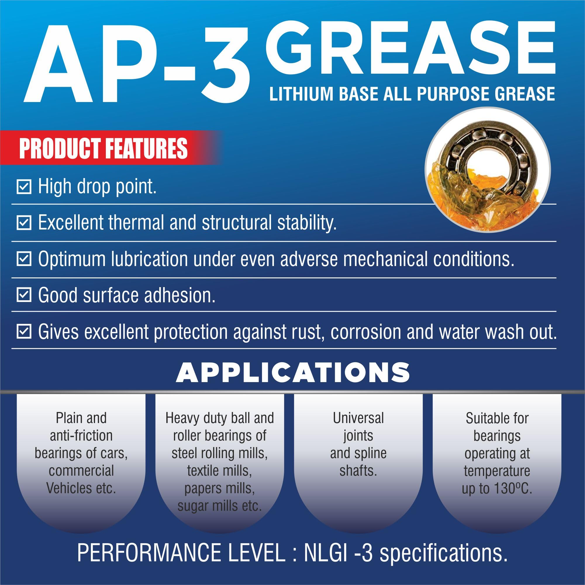 PALCO AP-3 GREASE Pouch 50g (Pack of 5) Multipurpose Water Resistant & Chassis Bearing Lithium Base Anti Corrosion Grease for Car Cycle Bike Chain Lube NLGI-3 Long Lasting Lubricant 4