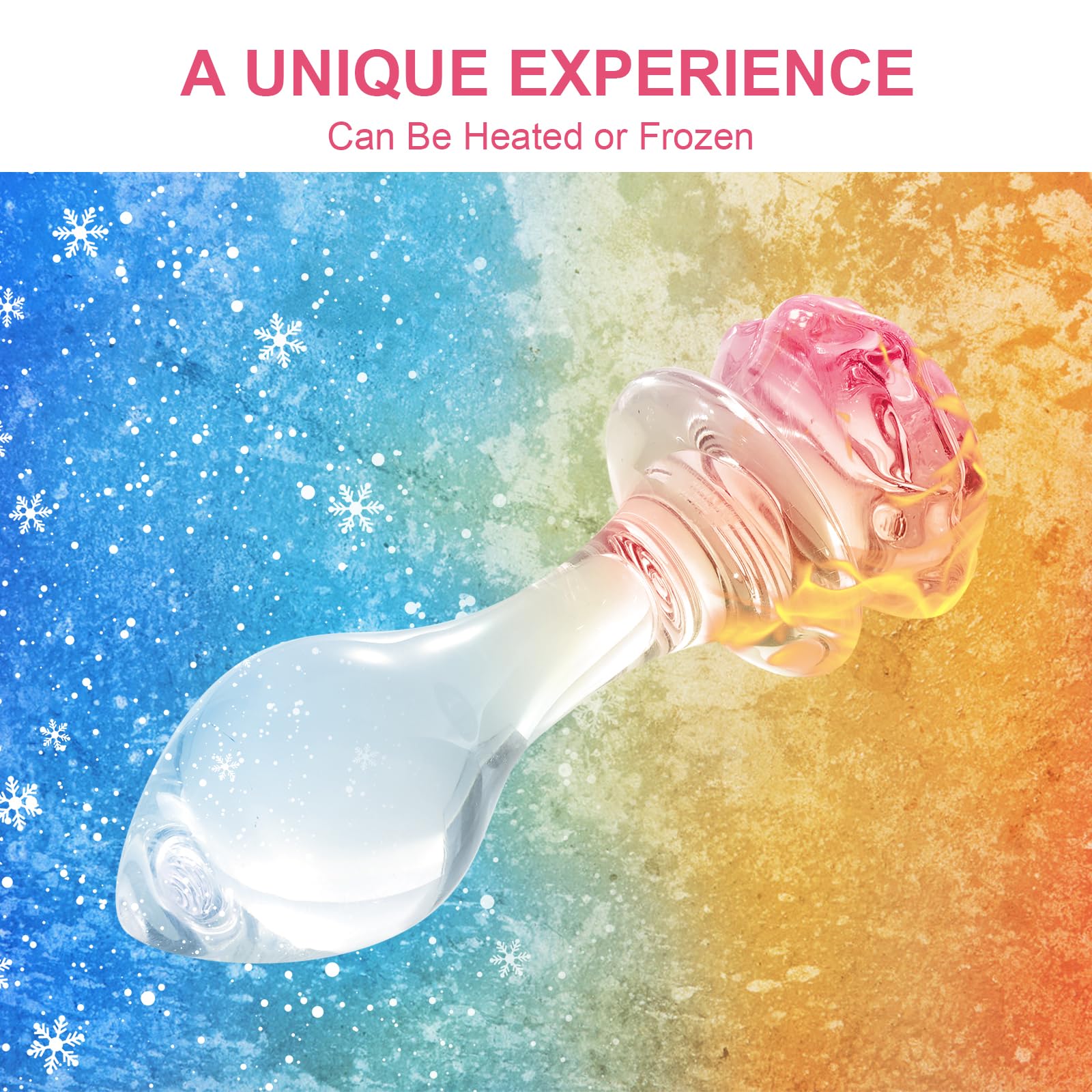 3-Piece Rose and Droplet Shaped Glass Anal Plug Set, Crystal Butt Plugs, Anal Stimulation Trainer, Anus Expander Training Sex Toys Anal Masturbation Plug for Adult Men Women Gay and Couples