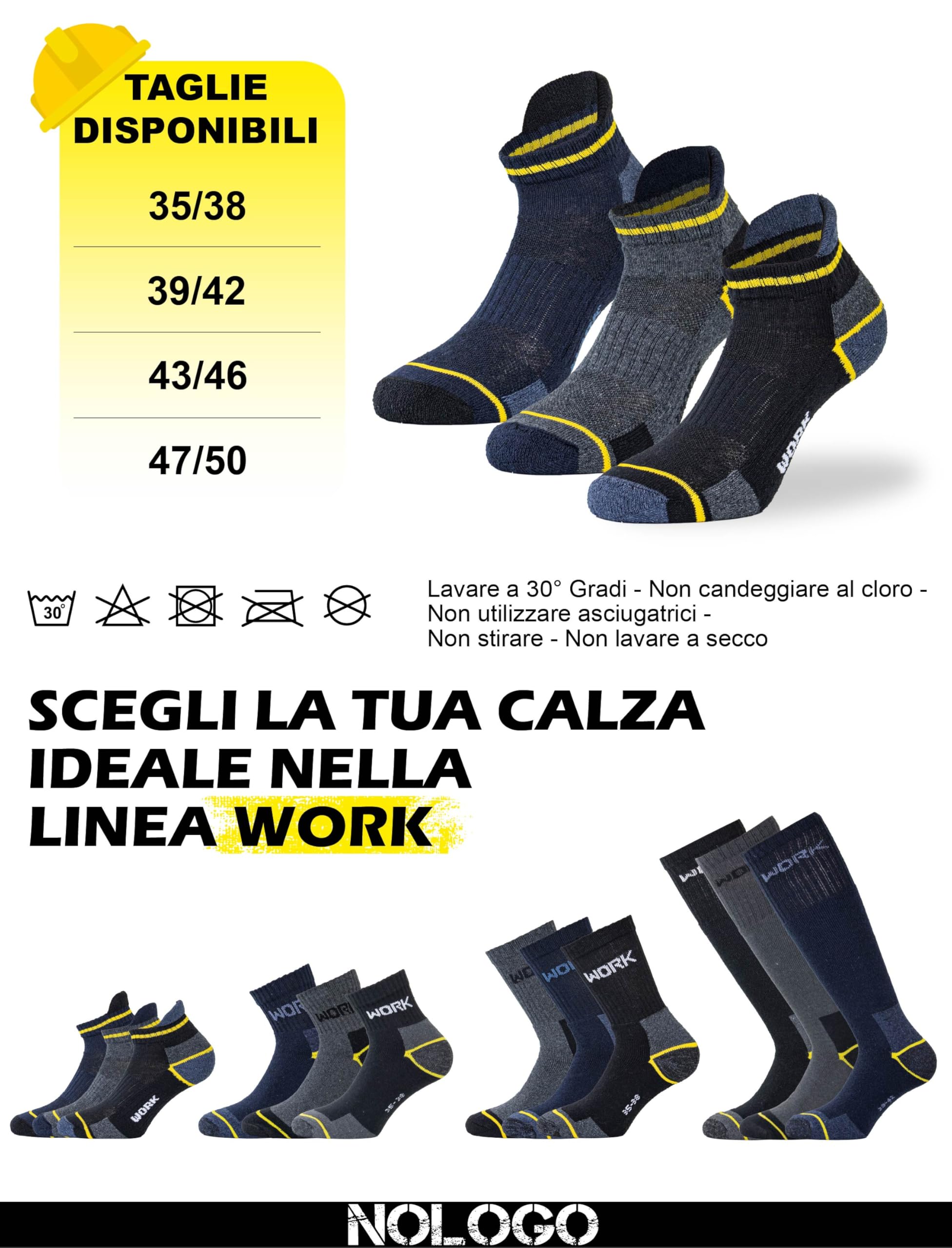 Calze da Lavoro Uomo Donna 6 Paia - Calzini Uomo Cotone, Calze per Scarpe Antinfortunistiche, Calzini Anti vesciche, Traspiranti, Super Resistenti