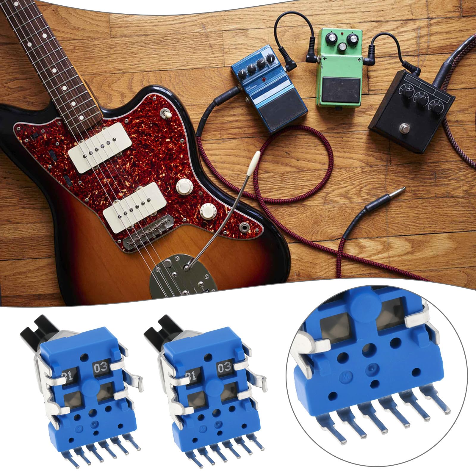 VGOL 4pcs 6pin B10K Dual Vertical Half Handle Potentiometer Handle Length 19mm Thread 8mm Nut Washer Accessory Suitable for Controlling Audio Equipment - Image 3