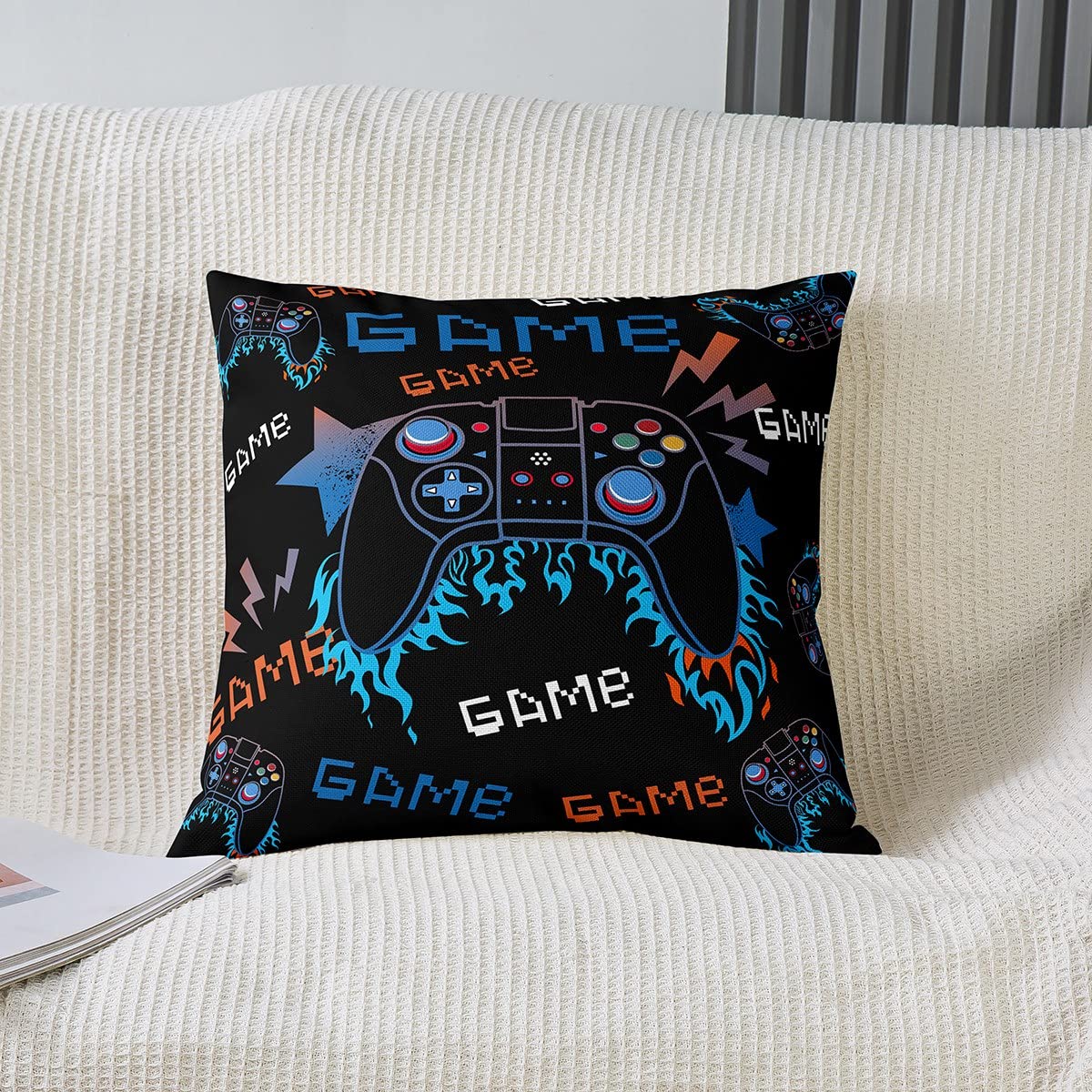 richhome Federa per cuscino con videogiochi, colorata, stile hippie, street art, graffiti, per bambini e ragazzi, moderna, astratta, decorazione per console di gioco, per feste e soggiorno, 40,6 x
