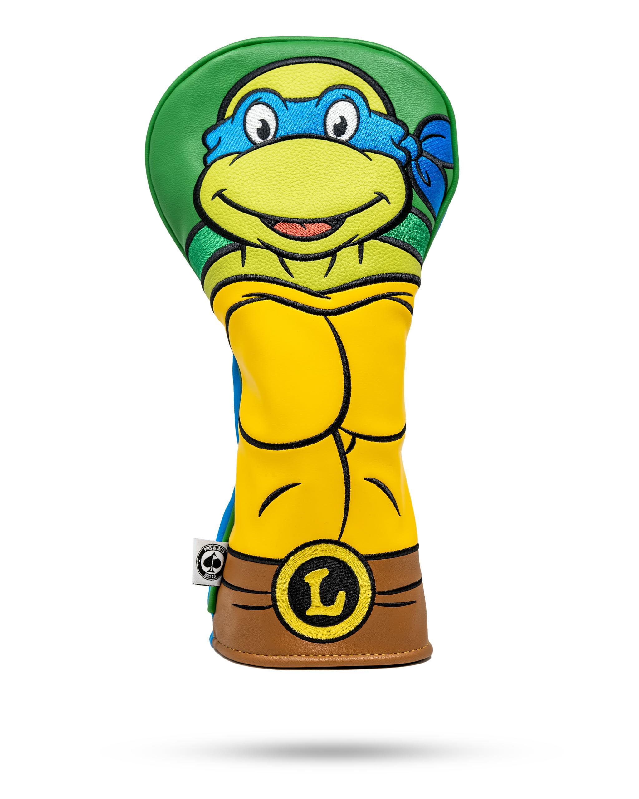 Pins & AcesTMNT Driver Head Cover - Premium, Hand-Made Leather Headcover - Teenage Mutant Ninja Turtle Heads, Tour Quality Golf Club Cover - Style and Customize You Golf Bag