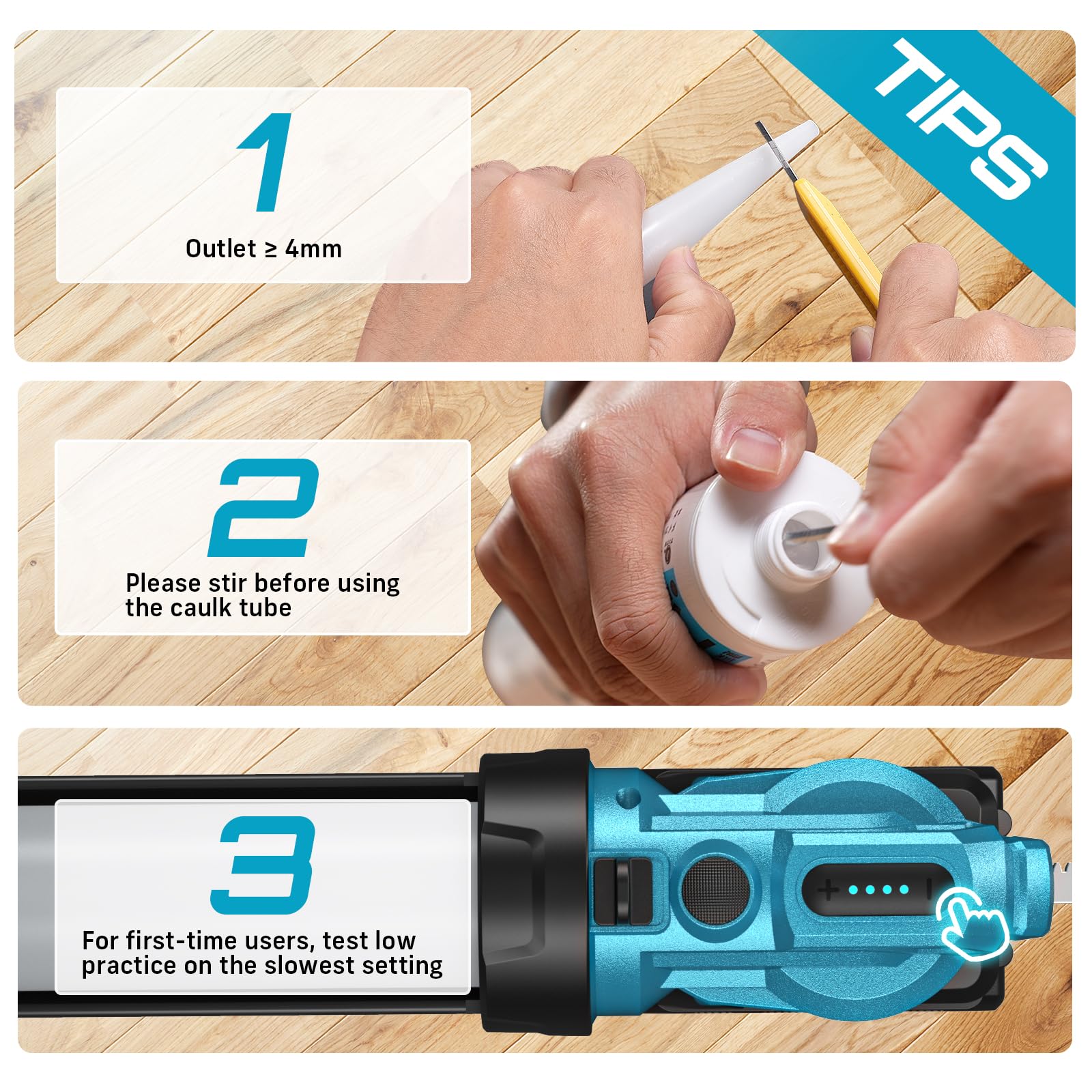 SEESII Pistola de calafateo eléctrica inalámbrica con batería de 2000 mAh, 4 velocidades ajustables, luz LED, pistola eléctrica de silicona compatible con batería Makita de 18 V para cartuchos de 10