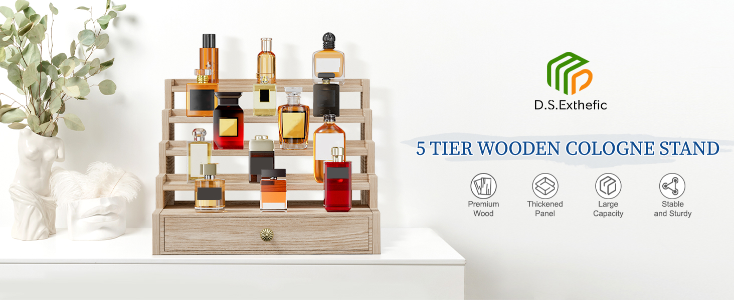 Amazon.com: D.S.Exthefic 5 Tier Cologne Organizer for Men, Wooden