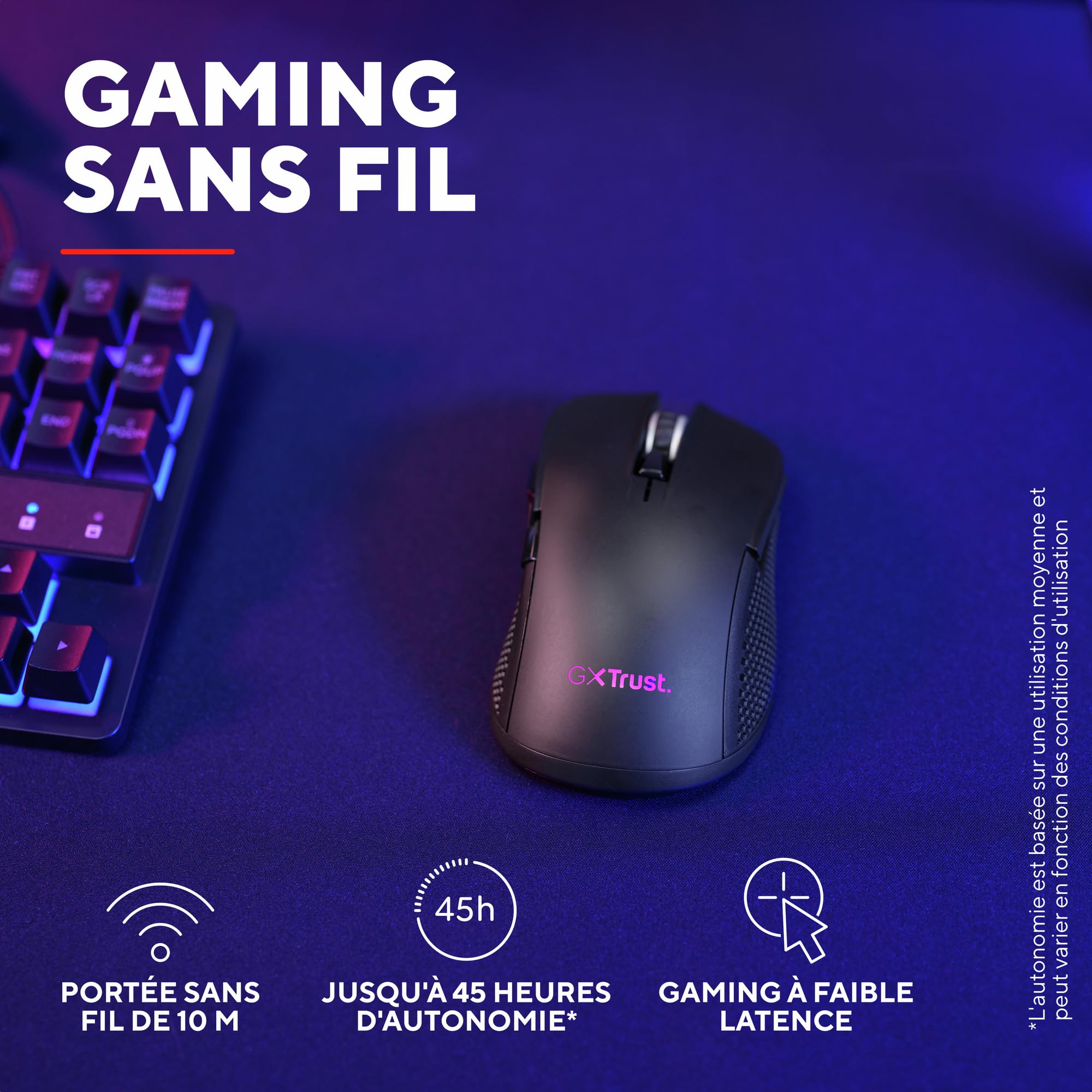 GXTrust Ybar Souris sans Fil Gamer Bluetooth + 2.4GHz Faible Latence, Noir