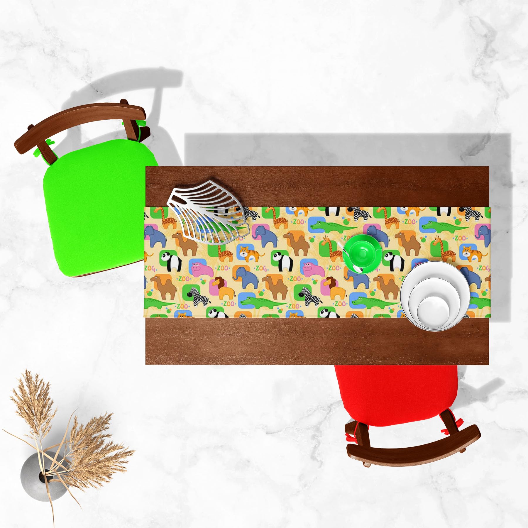 ArtzFolio African Animals D1 | Table Runner for Dining & Center Table | Velvet Fabric | 12 x 60 inch (30 x 152 cms)