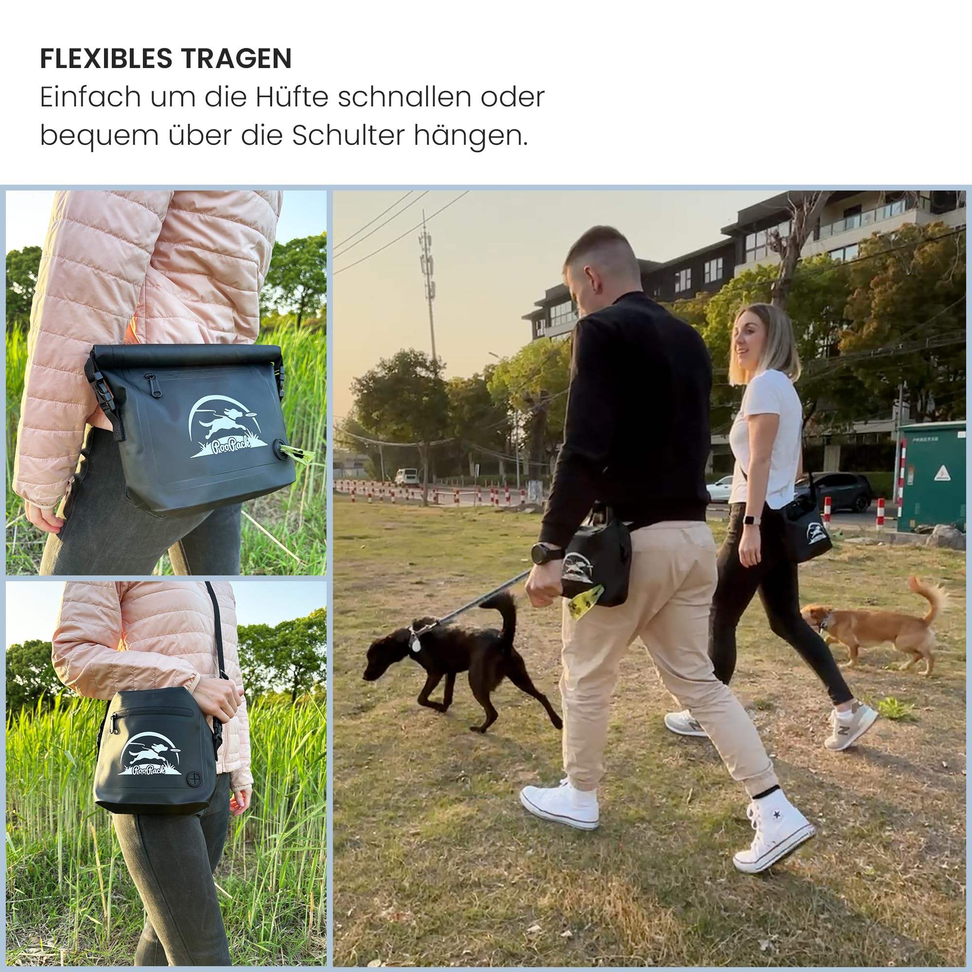Taleas Sac à friandises pour chien - Sac à friandises imperméable avec compartiment anti-odeurs - Sac d'entraînement pour chien à accrocher ou comme sac banane - Sac à nourriture et sac à friandises