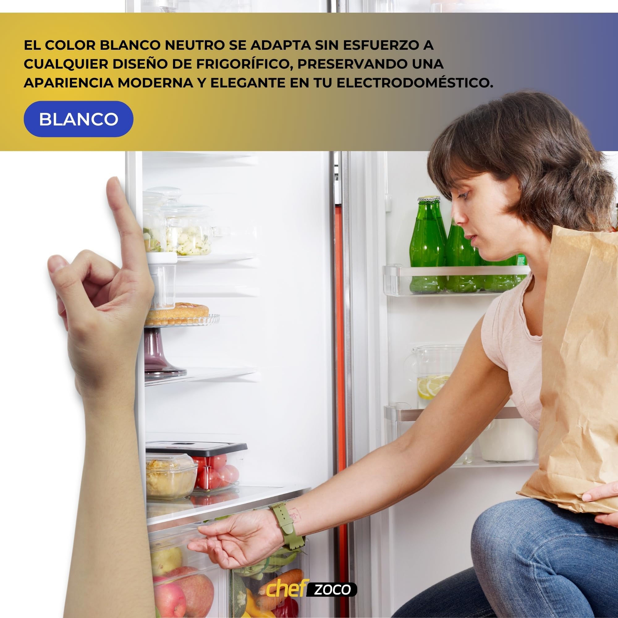 Tirador puerta Frigorífico universal, Mango frigorífico, Asa Nevera, Incluye 2 placas protectoras, incluye tornillos, Distancia entre tornillos de 9.5 a 17 cm, Apto para Todas las Marcas — view 4