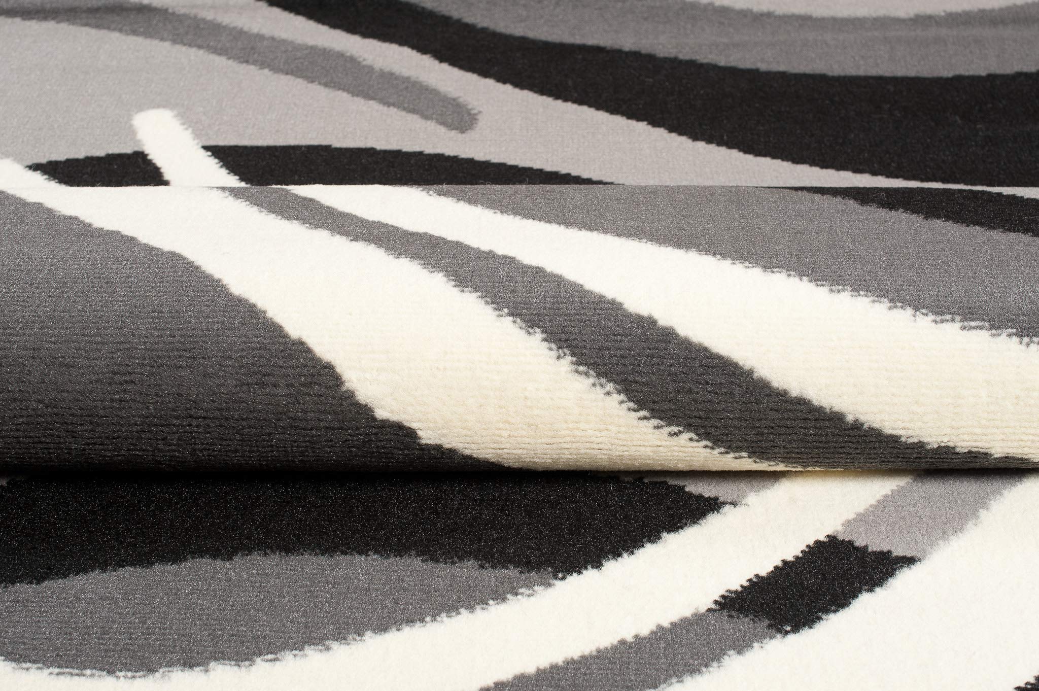 TAPISO Dream Tapis de Salon Chambre Salle à Manger Adulte Bureau Design Moderne Noir Gris Blanc Abstrait Motif Ondes Vagues Poil Court Fin Doux Léger Résistant 140 x 200 cm