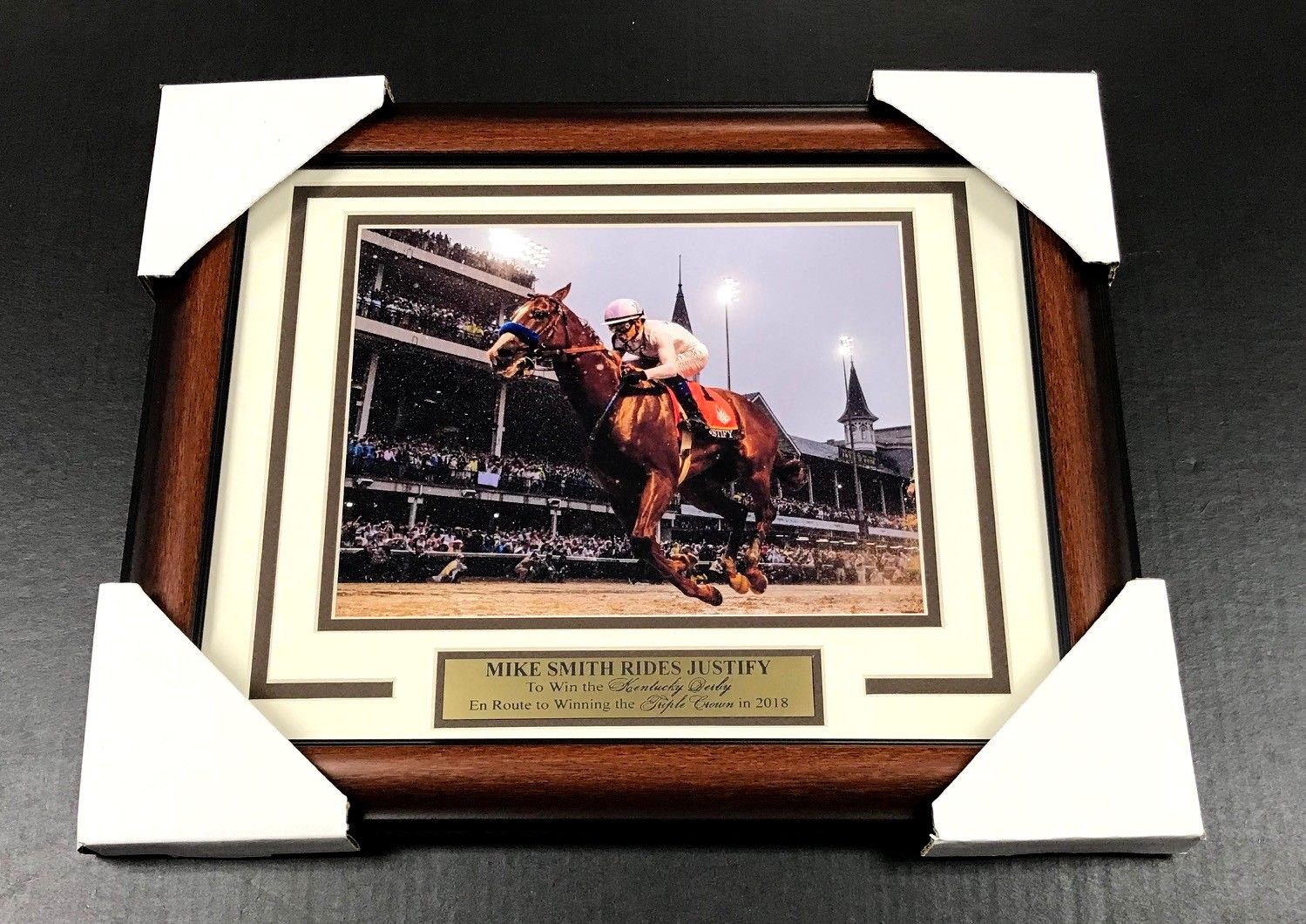 MIKE SMITH JUSTIFY KENTUCKY DERBY FRAMED 8X10 STEINER PHOTO 2018 TRIPLE CROWN