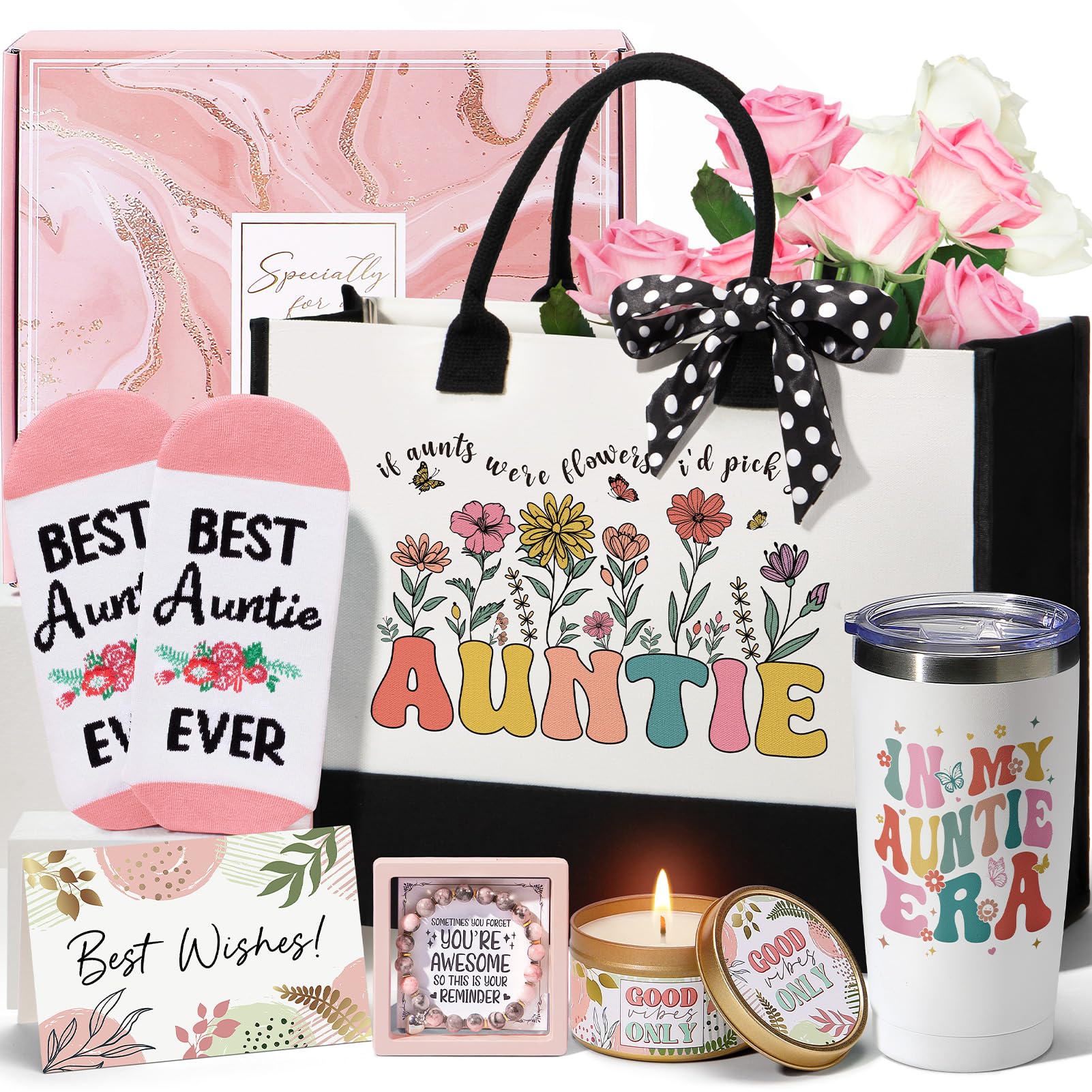 Aunt Gifts for Auntie from Niece Nephew, Aunts Valentines Day Gifts for Auntie, Best Aunt Ever Unique Birthday Gift Basket for Aunties, Mothers Day