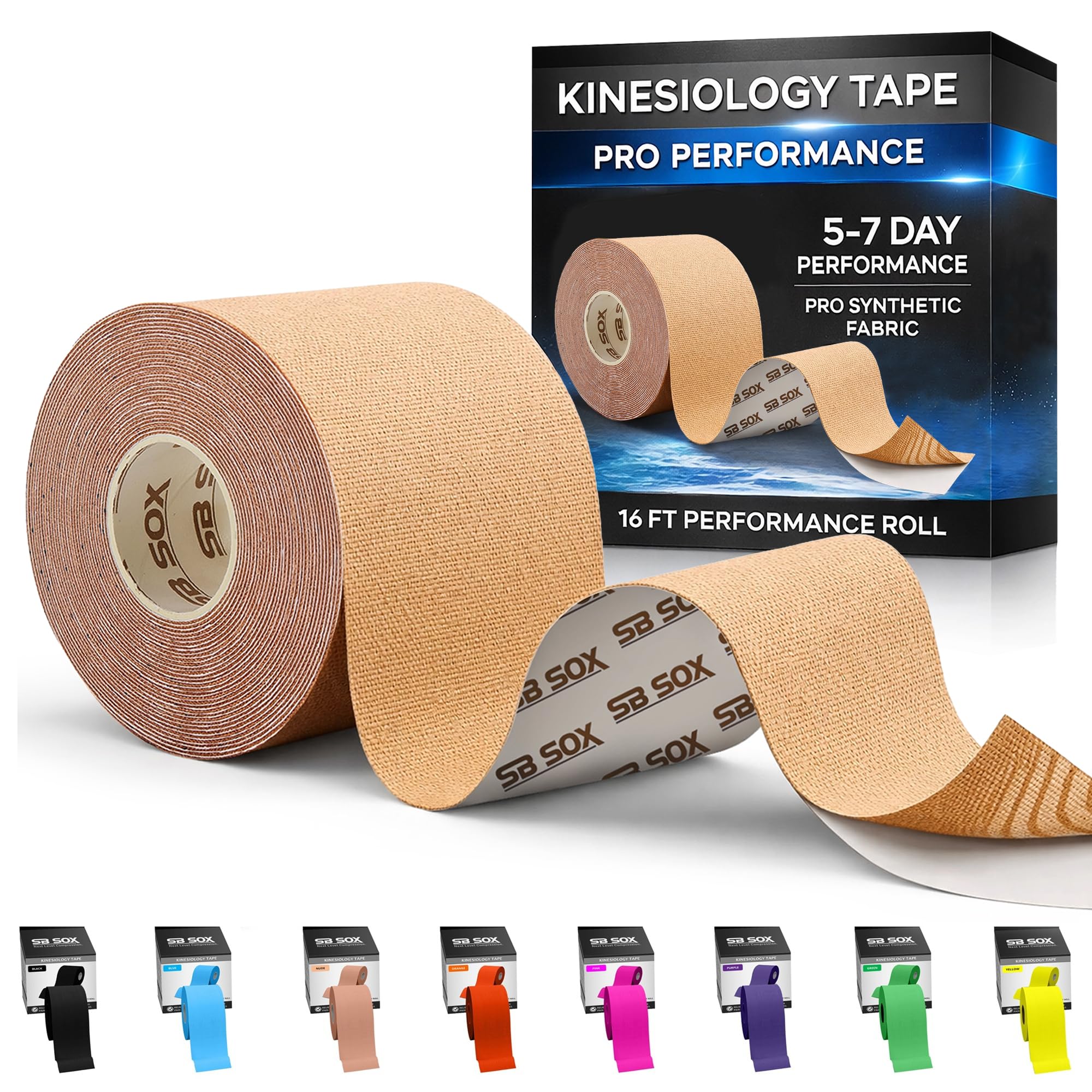 SB SOX Pro Kinesiology Tape Professional Grade Athletic Tape Lasts 5 7 Days Strong Waterproof Sports Tape for