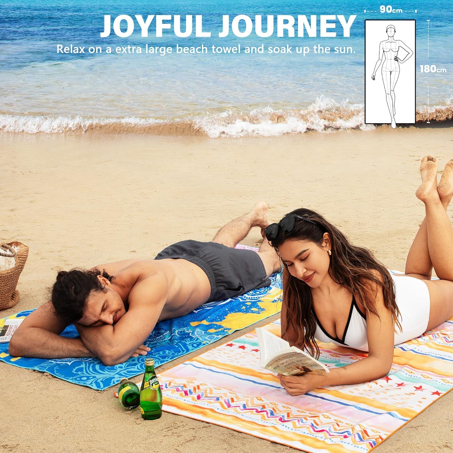 Serviette De Plage En Microfibre Sans Sable, à Séchage Rapide, Super Absorbante, énorme, Fine, Pour Voyage, Piscine, Bain, Camping, Yoga, Filles, Femmes, Hommes, Adultes, Bohème, Palmier, Bleu Mandala