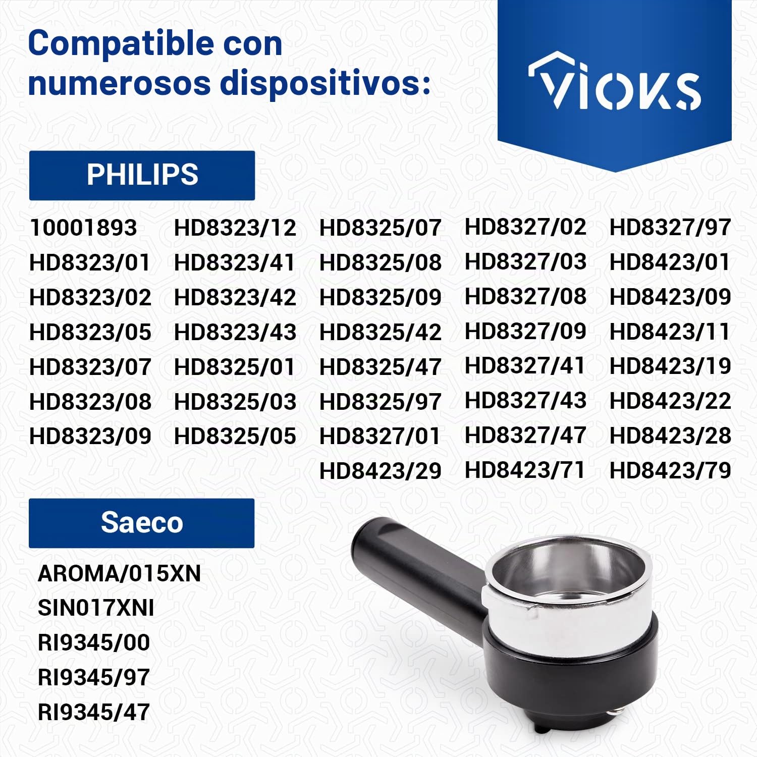 Portafiltro de 54 mm de diámetro de repuesto para cafetera Philips Saeco 996530067961 CP9064/01 con colador para 2 tazas, accesorio para máquina de café expreso
