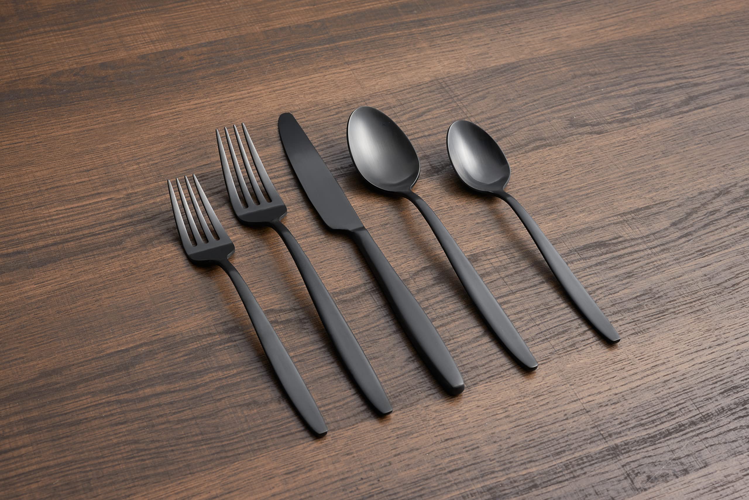 Cambridge Silversmiths Nylah Black Satin 20-Piece Flatware Set, Service for 4 — Amazon image 2