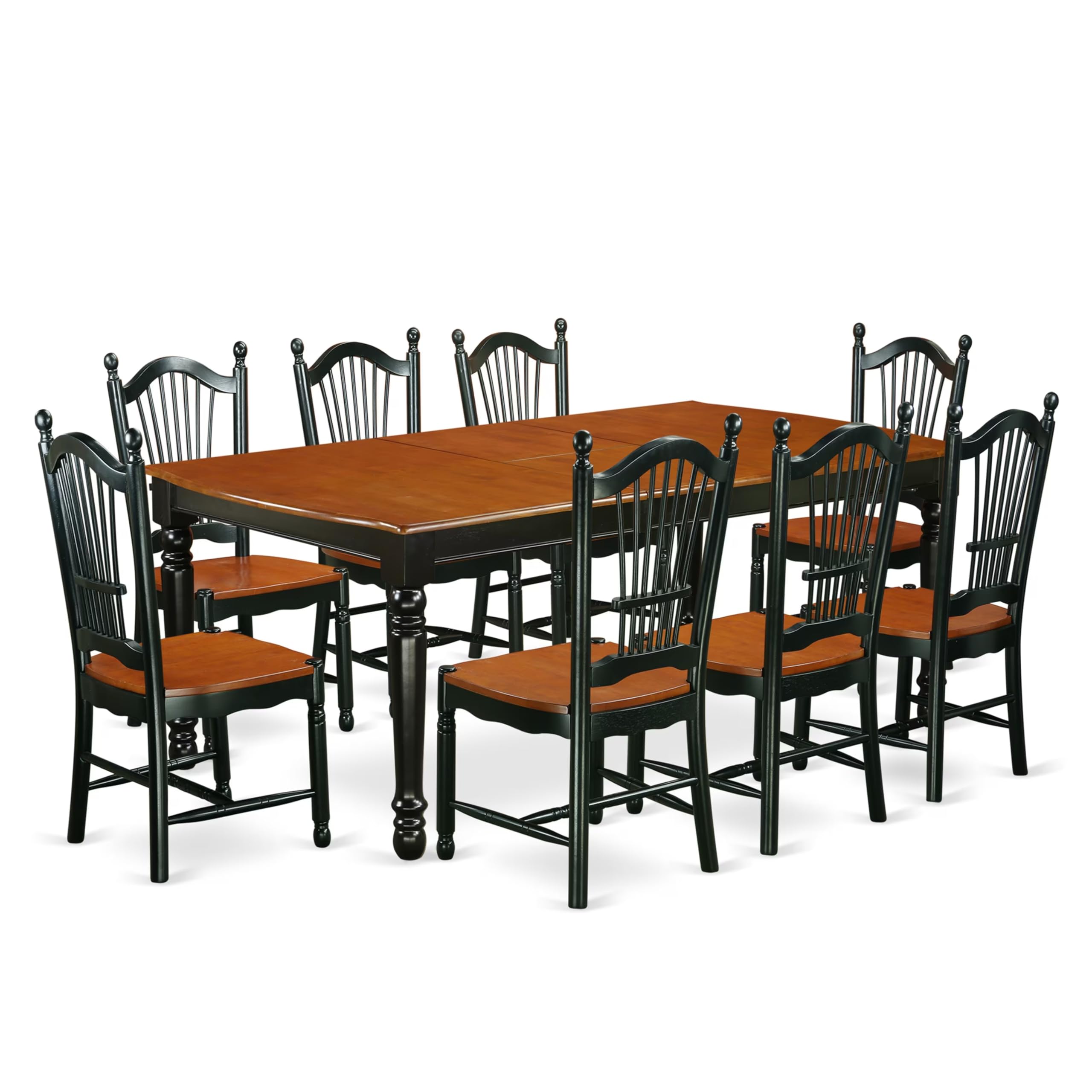 East West Furniture DOVE9-BCH-W 9 Piece Modern Dining Table Set Includes a Rectangle Wooden Table with Butterfly Leaf and 8 Kitchen Dining Chairs,