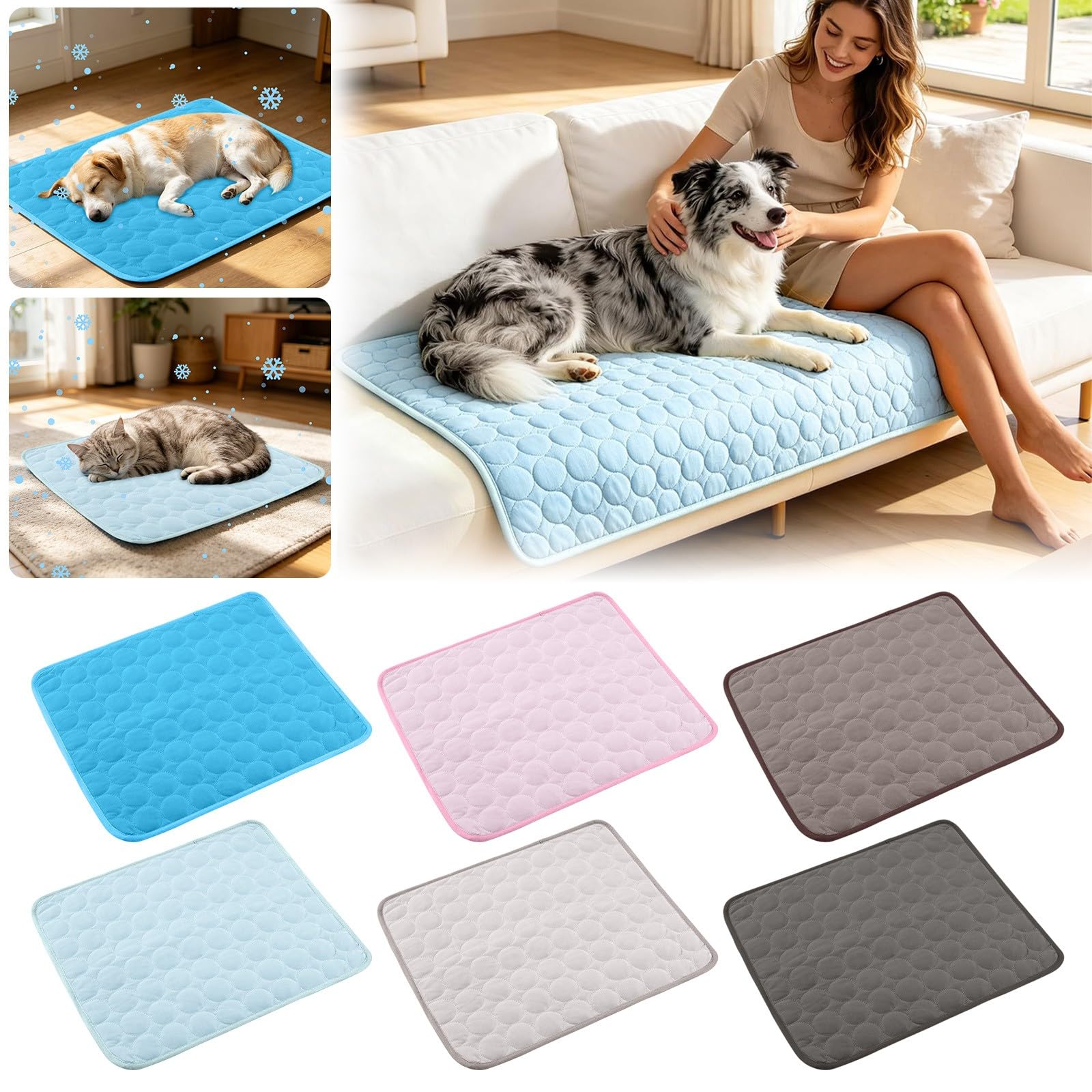 Pet Cat Dog Cooling Mat, Cooling Blanket Mat for Dogs Cats, Medium Reusable Dog Indoor Home Travel Essentials Mats Extra Large Easy-Fold Pet Cool Pad, Self Cooling Pad in Hot Summer Cool Pad Puppy
