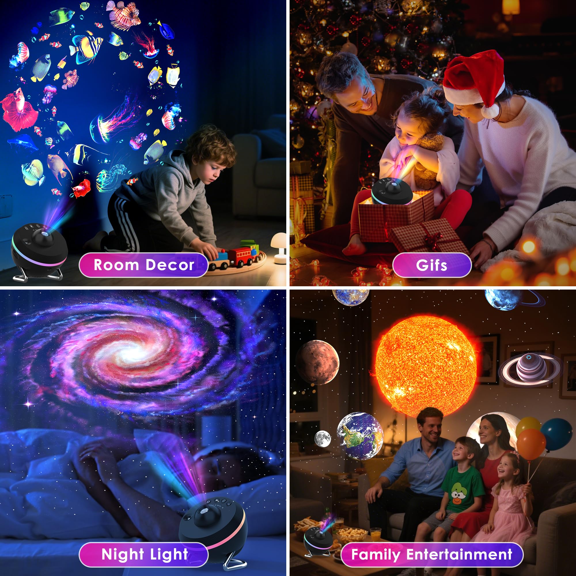Proiettore Galaxy per camera da letto, proiettore stella Galaxy Light con meteora dinamica ed effetti di illuminazione RGB, 13 dischi HD Film Planetarium proiettore con timer, proiettore luce notturna