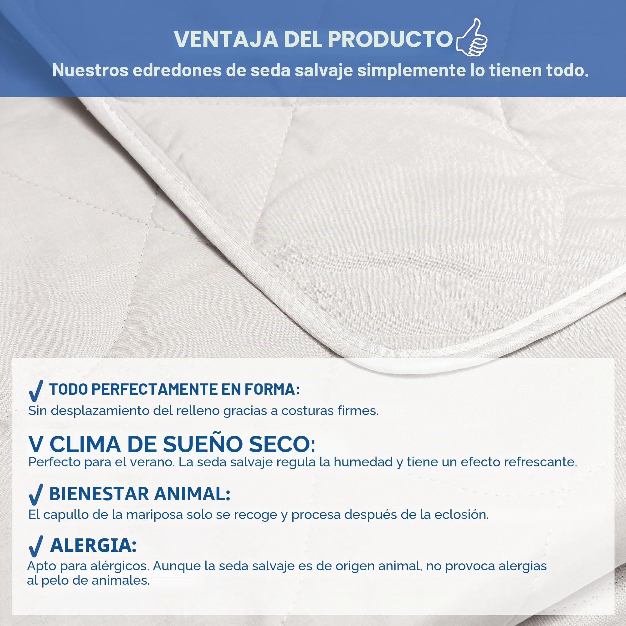 LINEA by böhmerwald Nature - Edredón Ligero de Seda Salvaje para Verano, 135 x 200 cm, 100% Seda Salvaje, Apto para alérgicos, Lavable a 40 °C, Fabricado en Alemania
