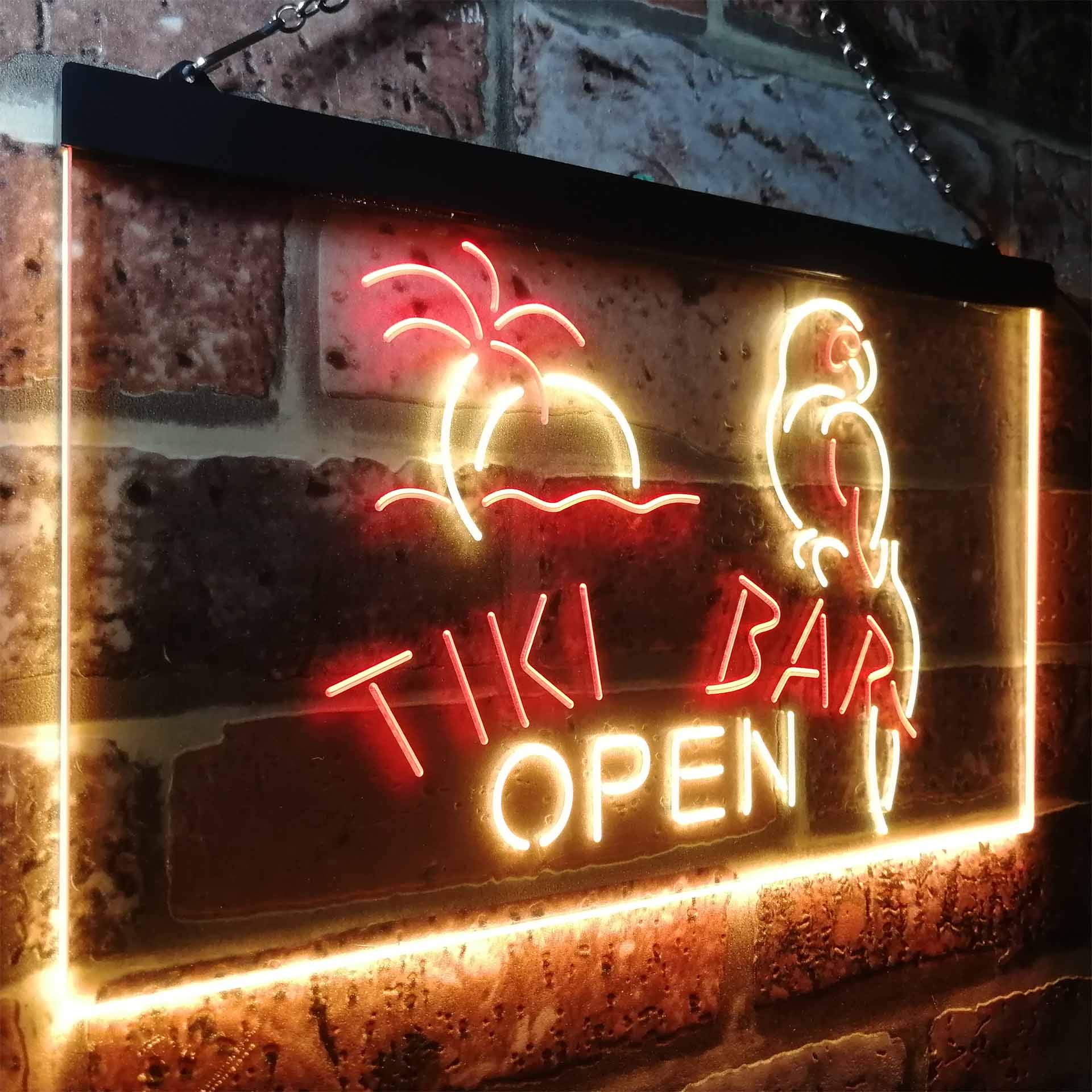 Amazon | Tiki Bar Open Parrot Dual Color LED看板 ネオンプレート