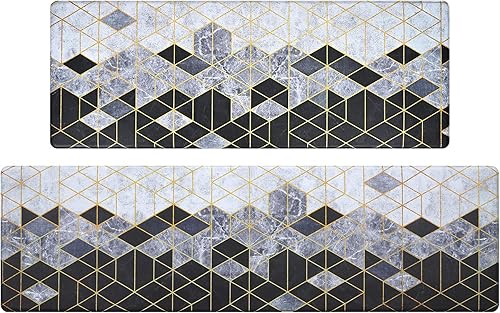 Miniatura 1 de ASPMIZ Juego de 2 tapetes de cocina, modernos tapetes de cocina acolchados antifatiga, juego de 2 piezas, tapetes de cocina de espuma viscoelástica,