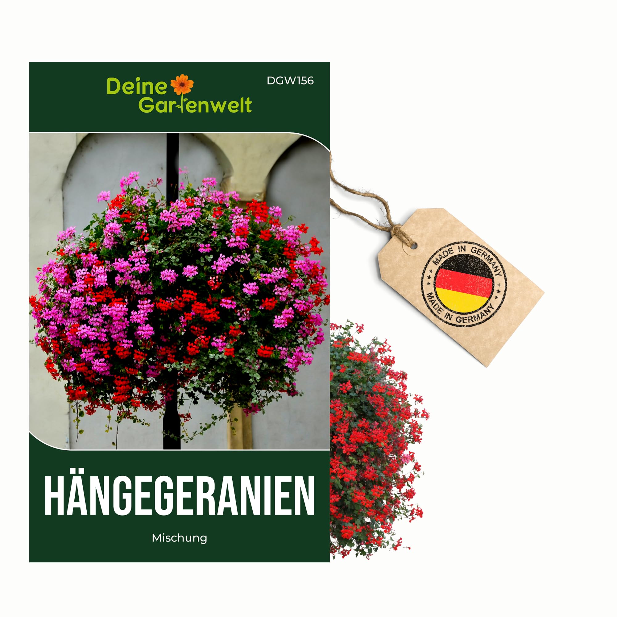 Hängegeranien Mischung Samen - Pelargonium peltatum - Geraniensamen - Blumensamen - Saatgut für 20 Pflanzen Geranien