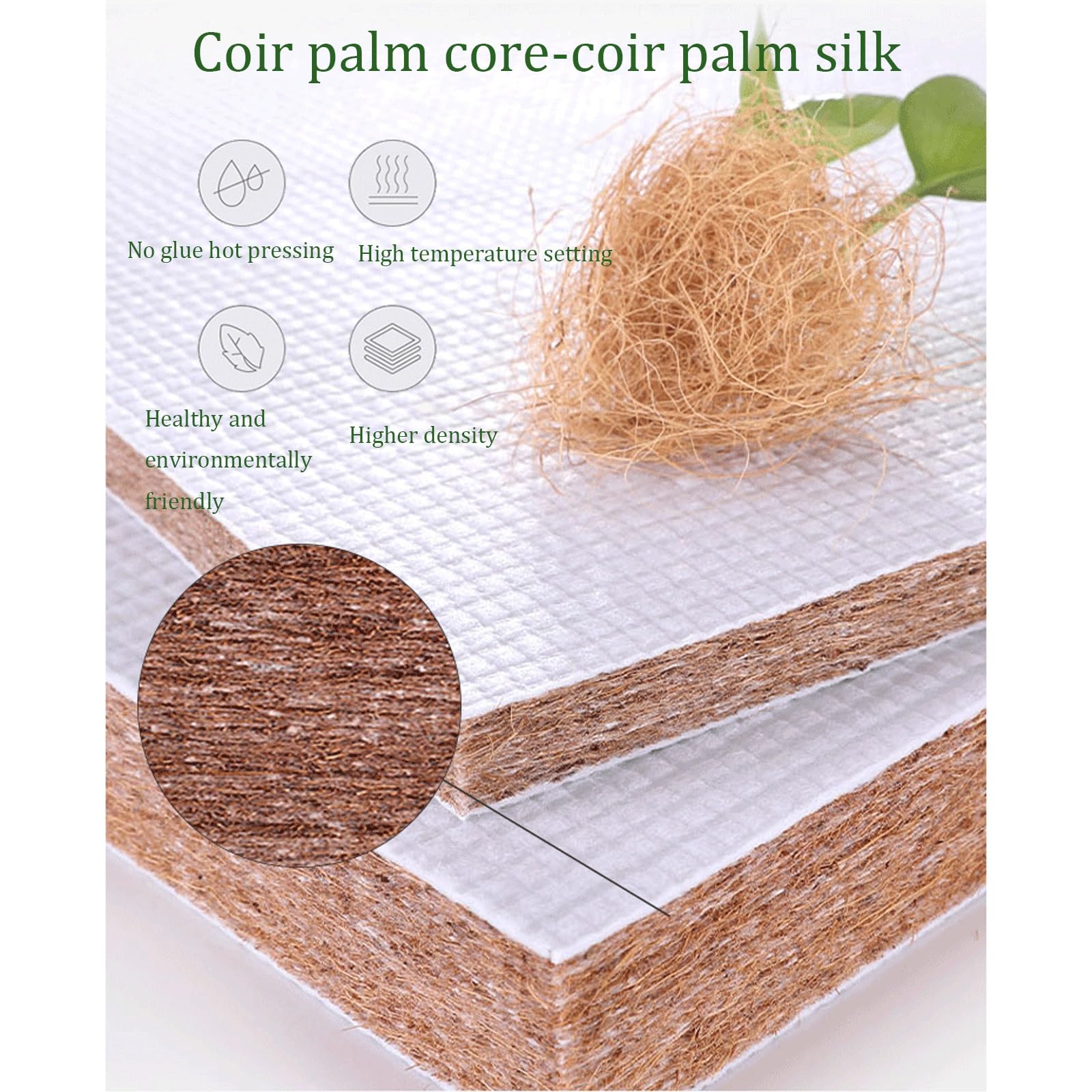 Firm Coir Mattresut Palma kokosowa dwustronna strefowa podpórka odciążenie idealne dla twardych plenerów biała 150 x 200 x 5 cm przyjazna dla środowiska t