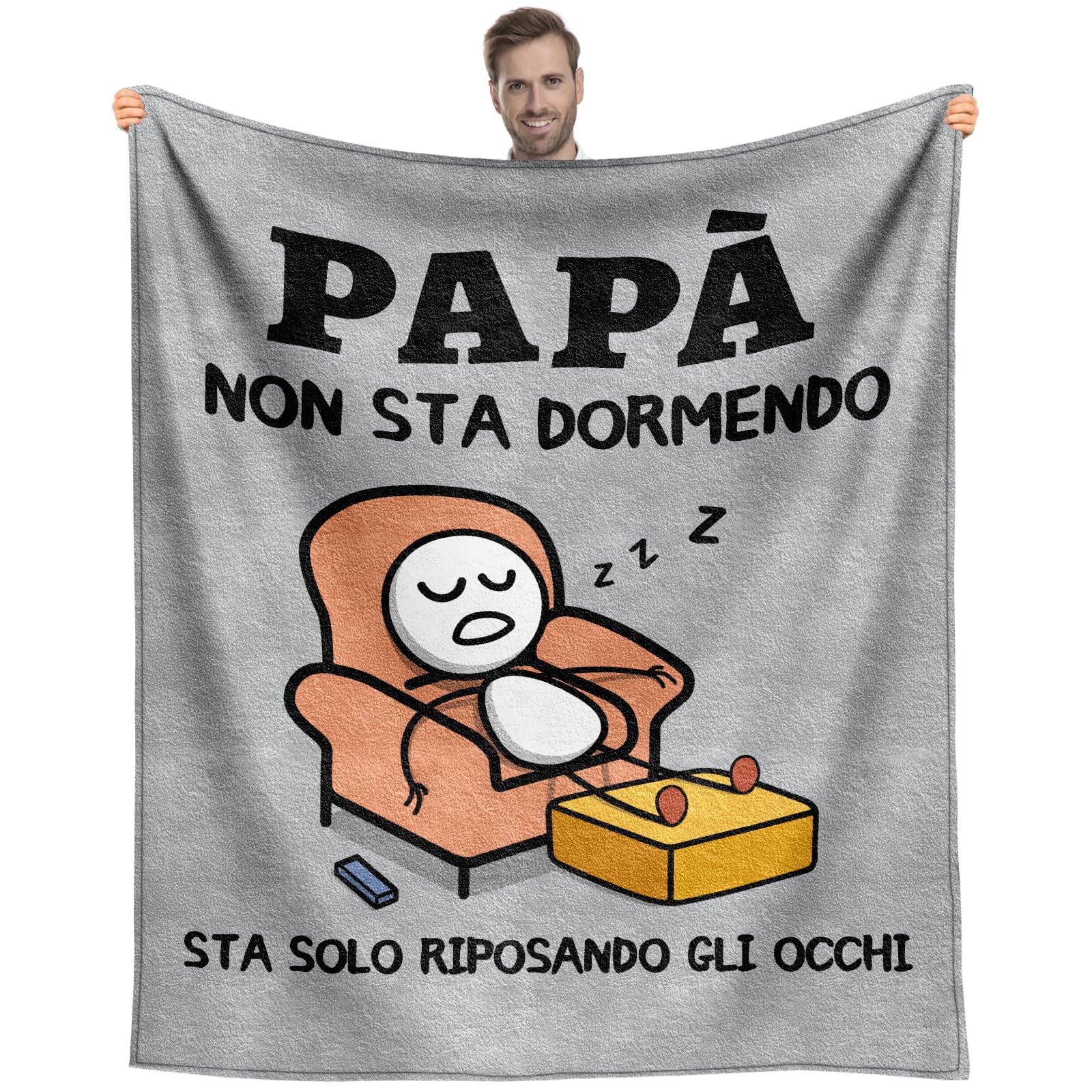 Regalo Papà, Regalo Festa del Papà, Regali Papa Compleanno Coperta, Regali per Papa da Figlia e Figlio 130 x 150 cm