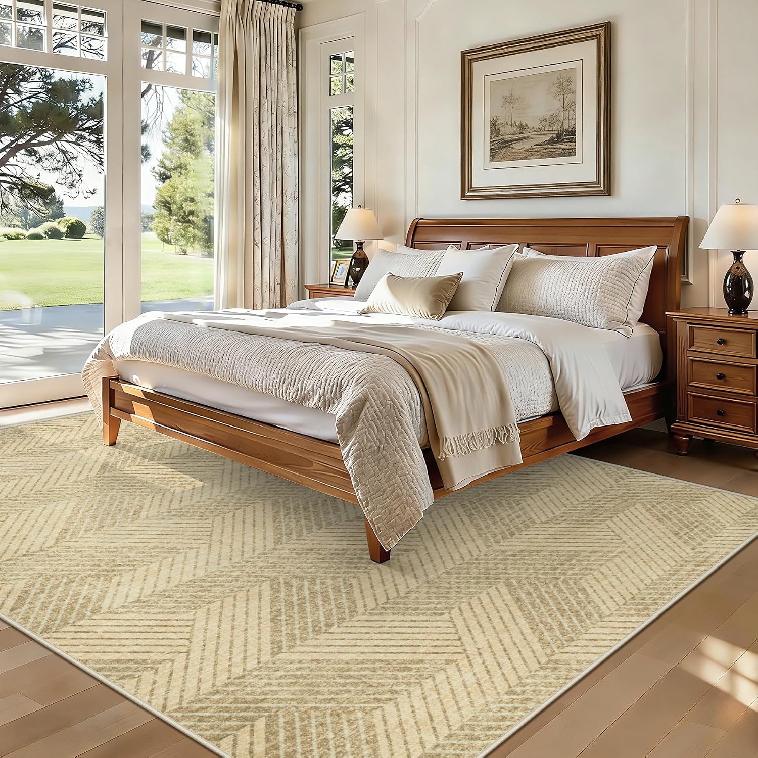 MXSANYOO Area Rugs 5x7 for Living Room, Washable Geometric Brown Carpet image 2