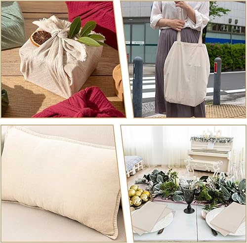 Miniatura 6 de Tela de muselina de algodón, 63 x 20 pulgadas, tela de lino de muselina de algodón natural beige por 0.54 yardas para coser ropa, hacer manualidades