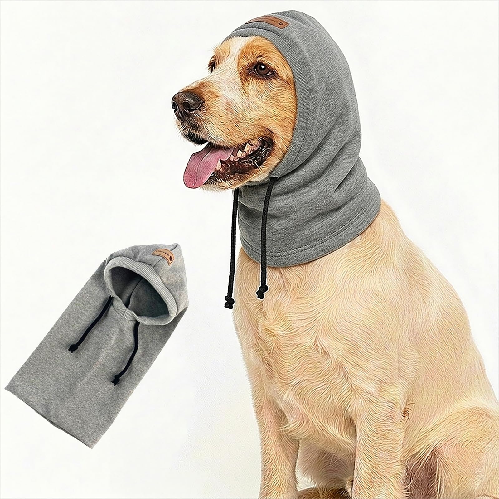 Colenumone Dog Hats for Outdoor Photo Props, Calming Dog Snood & Ear Protectors for Noise, Versatile Dog Bandana for Anxiety Relief, Fireworks & Grooming, Soft Breathable Pet Headwear(grey-M)