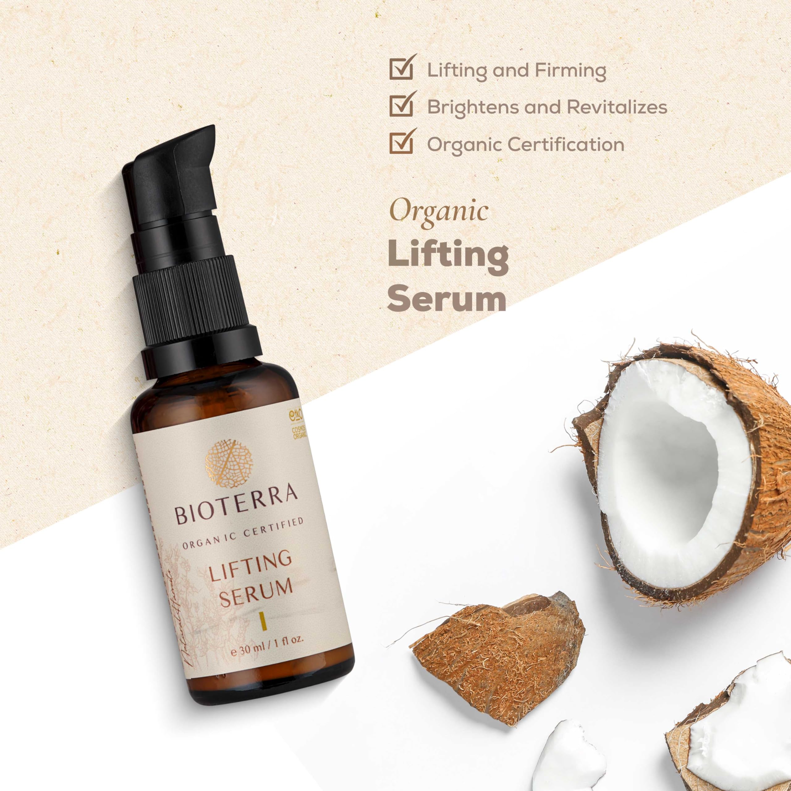 Bioterra Organic Lifting Serum, Rejuvenation & Antioxidants, Firming Face Serum for Fine Lines & Wrinkles Natural - Image 3