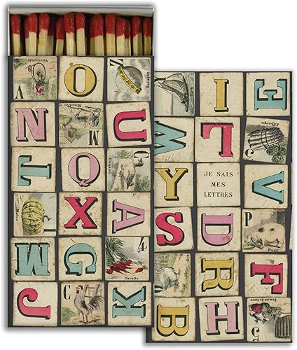 Caja decorativa del alfabeto 1 con cerillas de madera ideal para iluminar velas chimeneas parrillas y más  Una caja