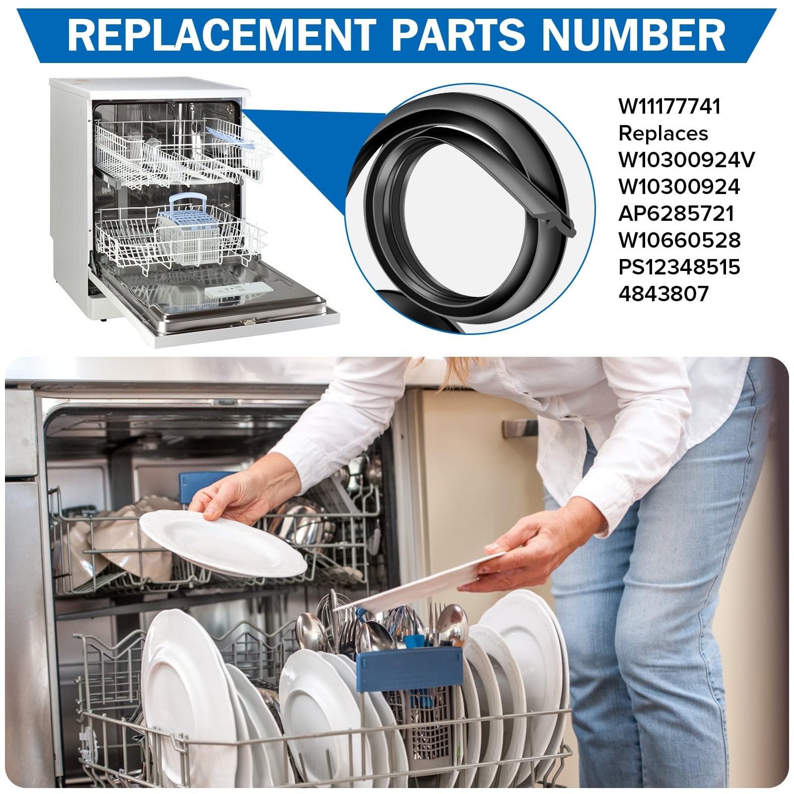 Freezer Door Seal W11177741 Dishwasher Gasket Door Seal By