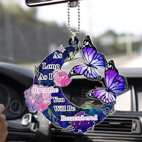 Miniatura 8 de Talataca Mariposa aparece cuando los ángeles están cerca de la memoria, romántica flor 2D plana para espejo retrovisor del coche, accesorios para el