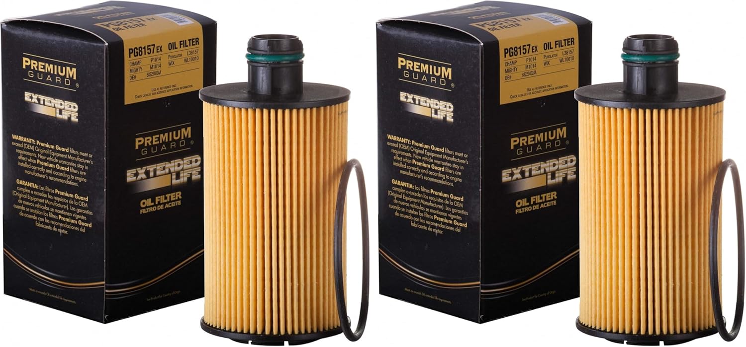 Premium Guard Extended Life Oil Filter up to 10k Miles PG8157EX | Fits 2014-2018 Ram 1500, 2014-2021 Jeep Grand Cherokee, 2019 Ram 1500 Classic, 2018-2021 Maserati Quattroporte (Pack of 2)