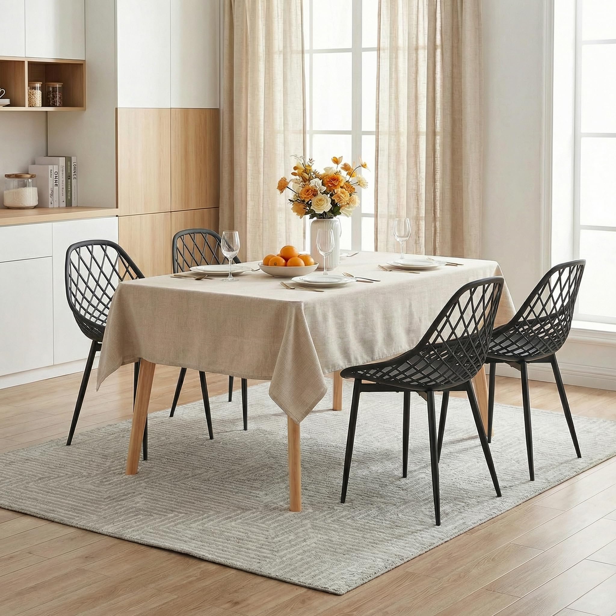 buybyroom Set di 4 poltrone, sedie da soggiorno, sedia piccola, realizzata in polipropilene e metallo, può sostenere un peso di 120 kg, colore nero
